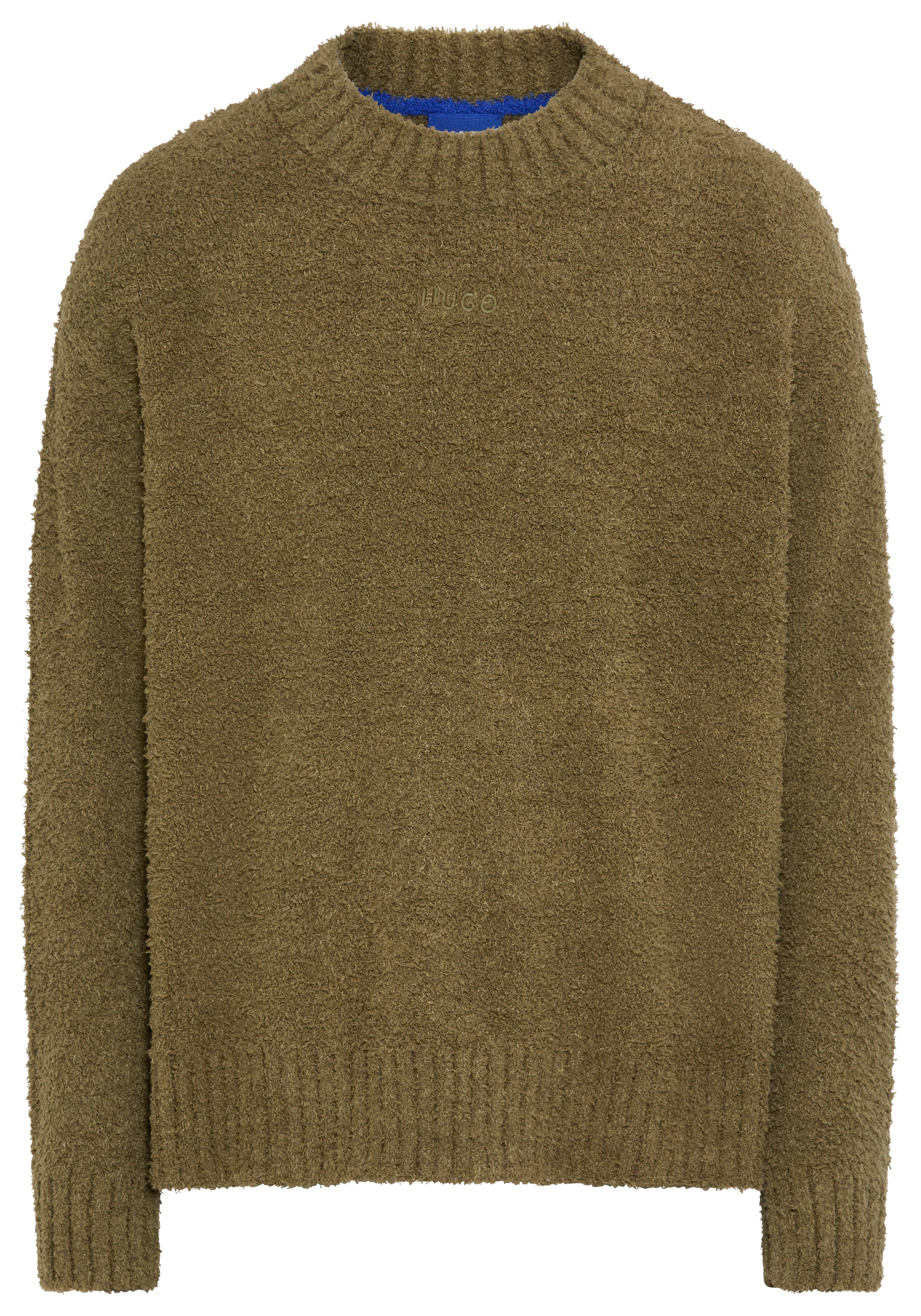 HUGO Blue Strickpullover »Sanou« Rundhalsausschnitt, relaxed fit, Bouclé-Strick