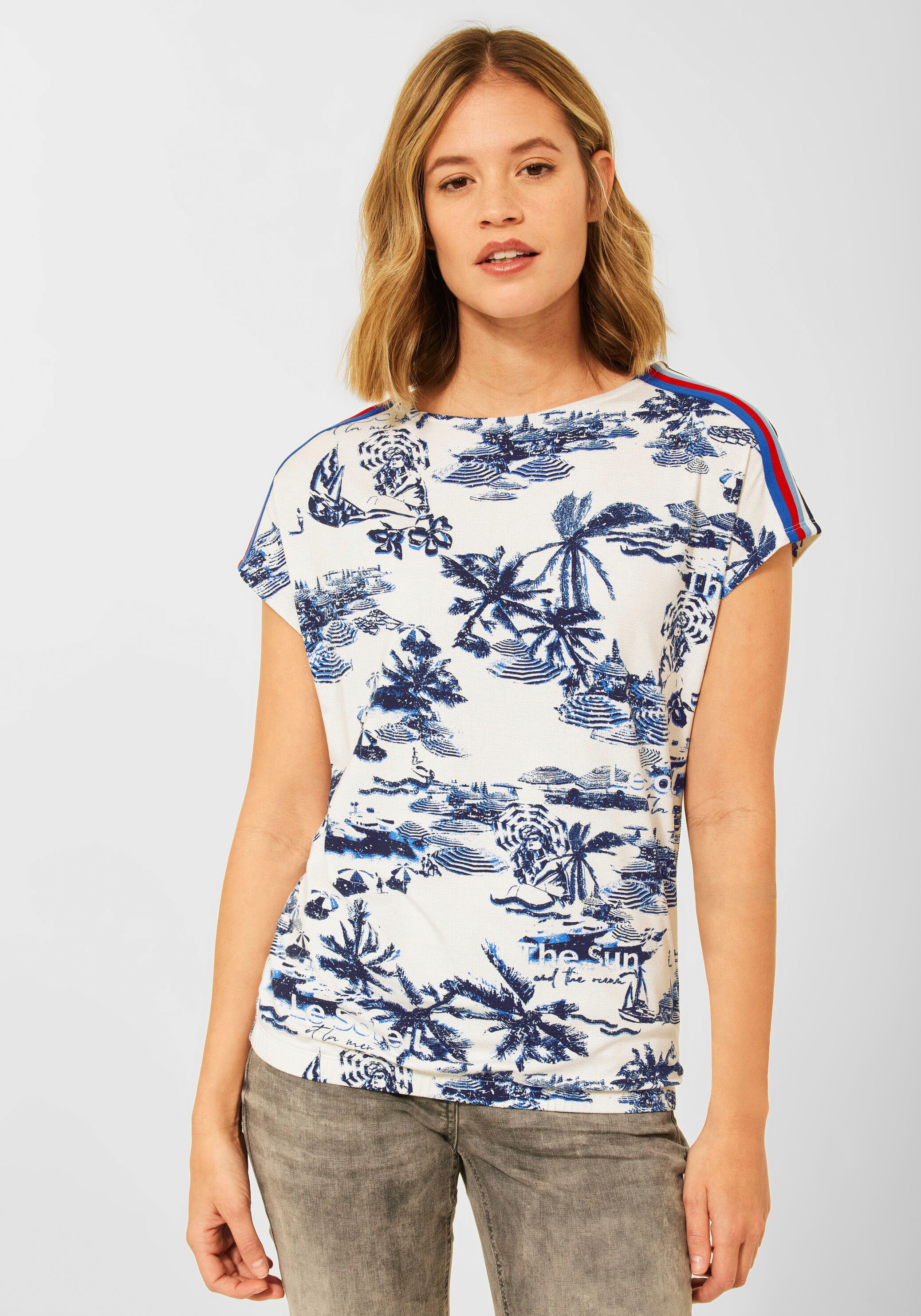 Image of Cecil Kurzarmshirt, mit Collegestreifen an den Schultern bei Ackermann Versand Schweiz