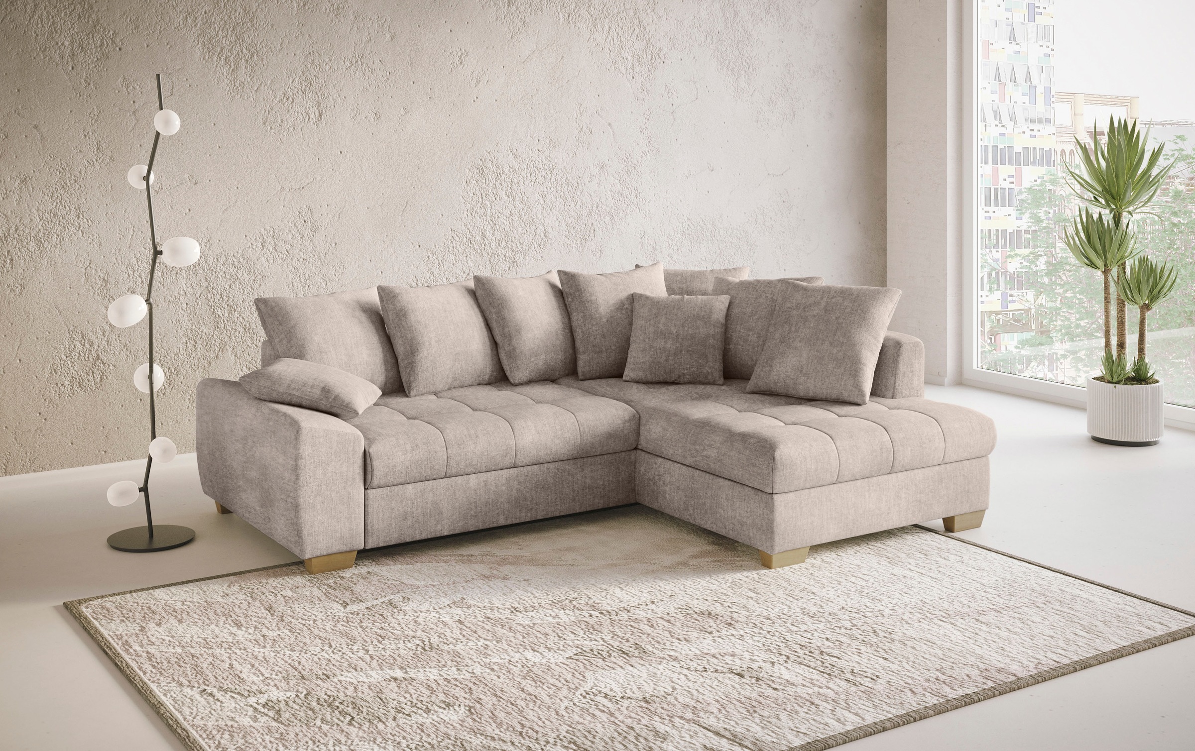 Mr. Couch Ecksofa »Nikita II, L-Form«, Wahlweise mit Bettfunktion, Bettkasten & RGB-LED-Beleuchtung