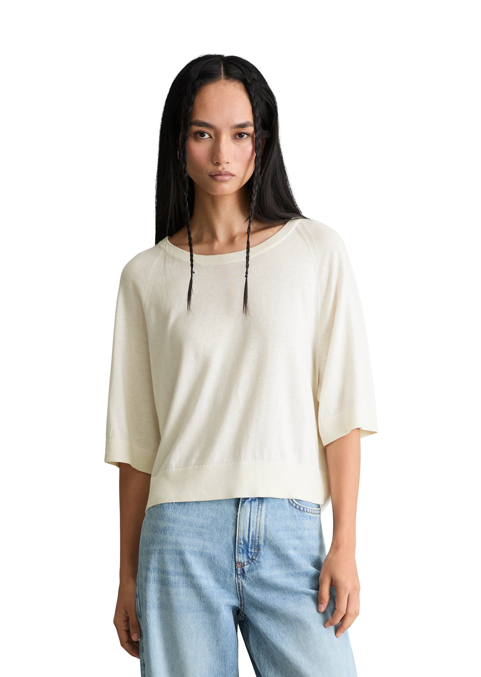 Image of Marc OPolo DENIM Kurzarmpullover relaxed aus weichem Organic-Cotton-Modal-Mix