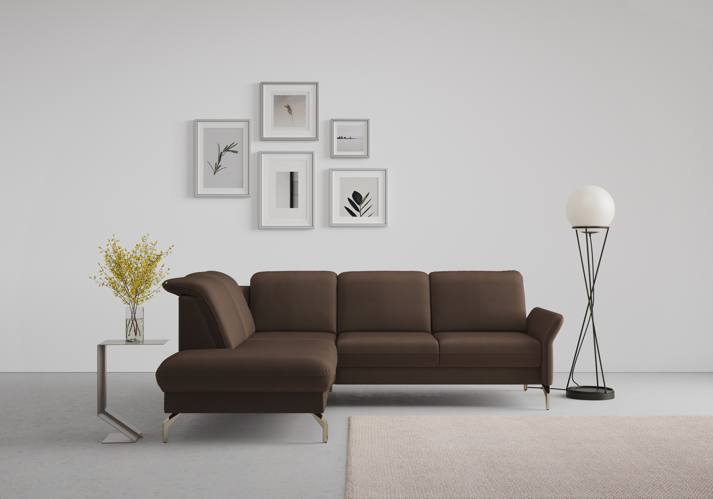 sit&more Canapé d'angle »Fashion L-Form« wahlweise mit Kopfteilverstellung, Vorziehsitz, motorisch, Nickelfüsse