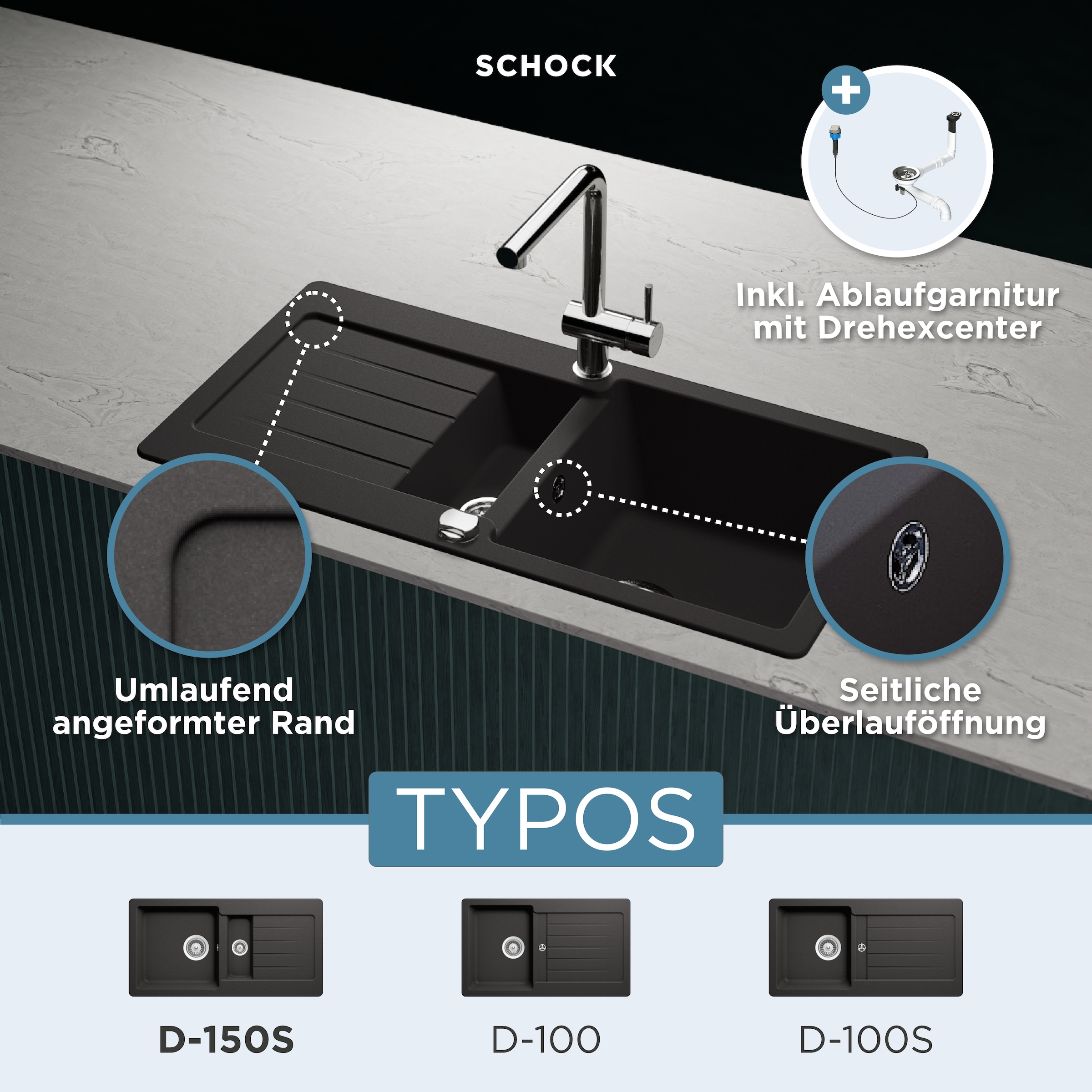 Schock Granitspüle »Typos DS« mit Restebecken