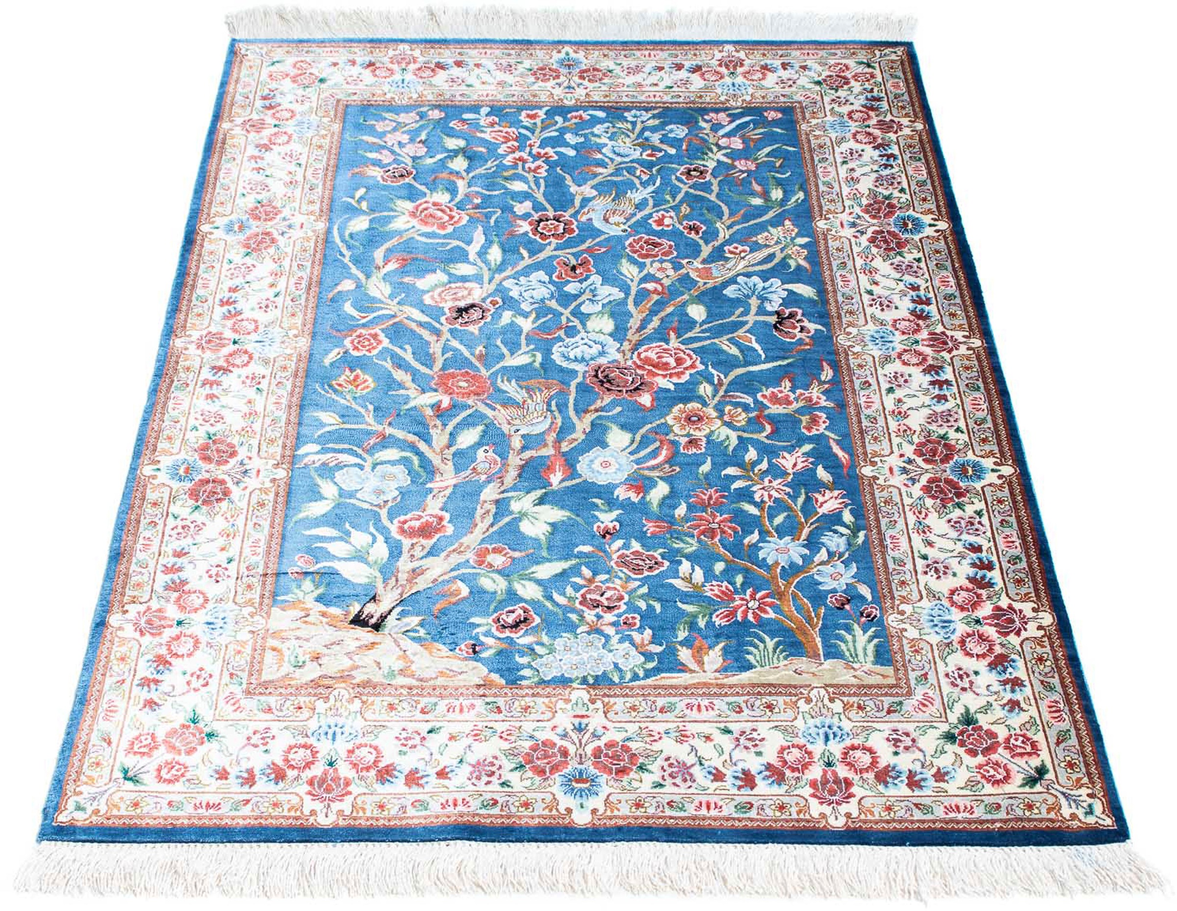 Image of morgenland Orientteppich »Perser - Ghom - 118 x 75 cm - hellblau«, rechteckig, 10 mm Höhe, Wohnzimmer, Handgeknüpft, Einzelstück mit Zertifikat bei Ackermann Versand Schweiz
