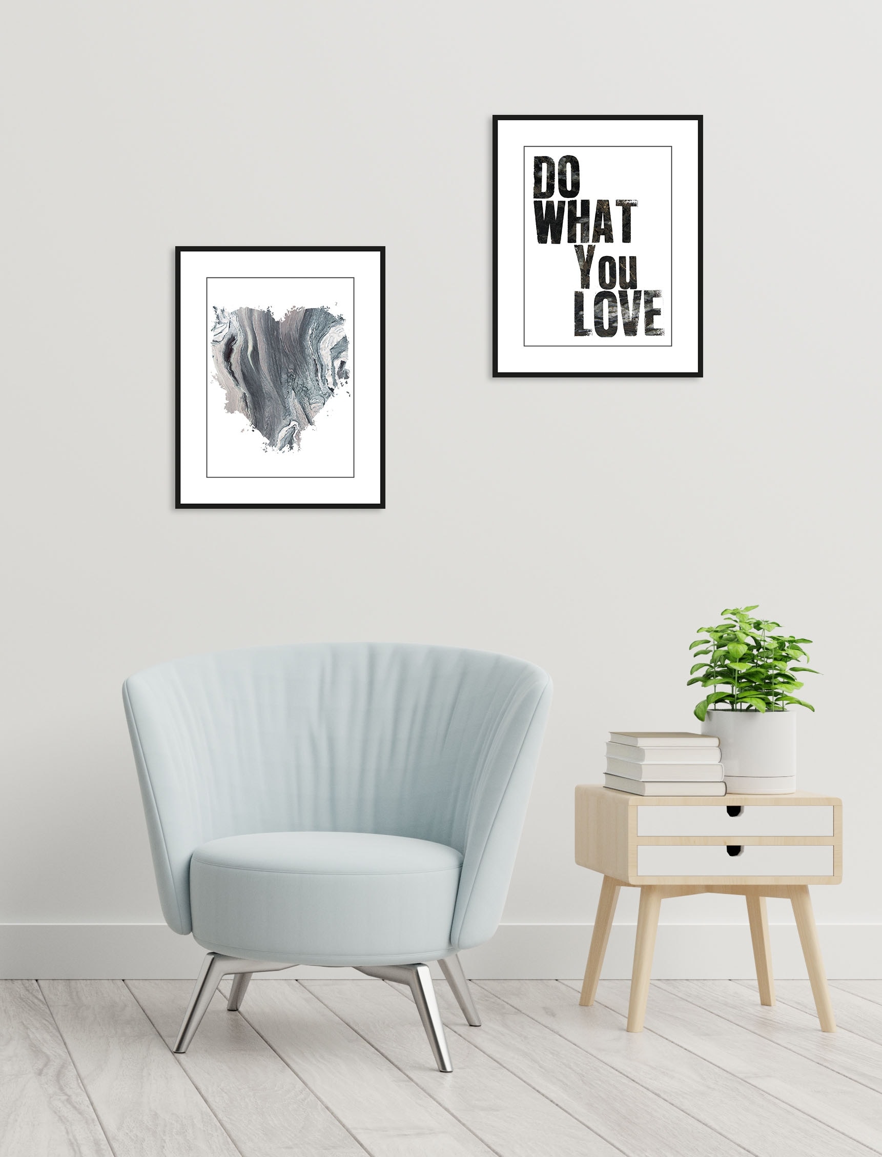 Image of queence Bild "Lover" Bilder von Frauen Fashion Frau Herz Herzbilder Magazincover Mode Schriftzug Schwarz-Weiss Sprüche & Texte 2 Stk. tlg. gerahmt