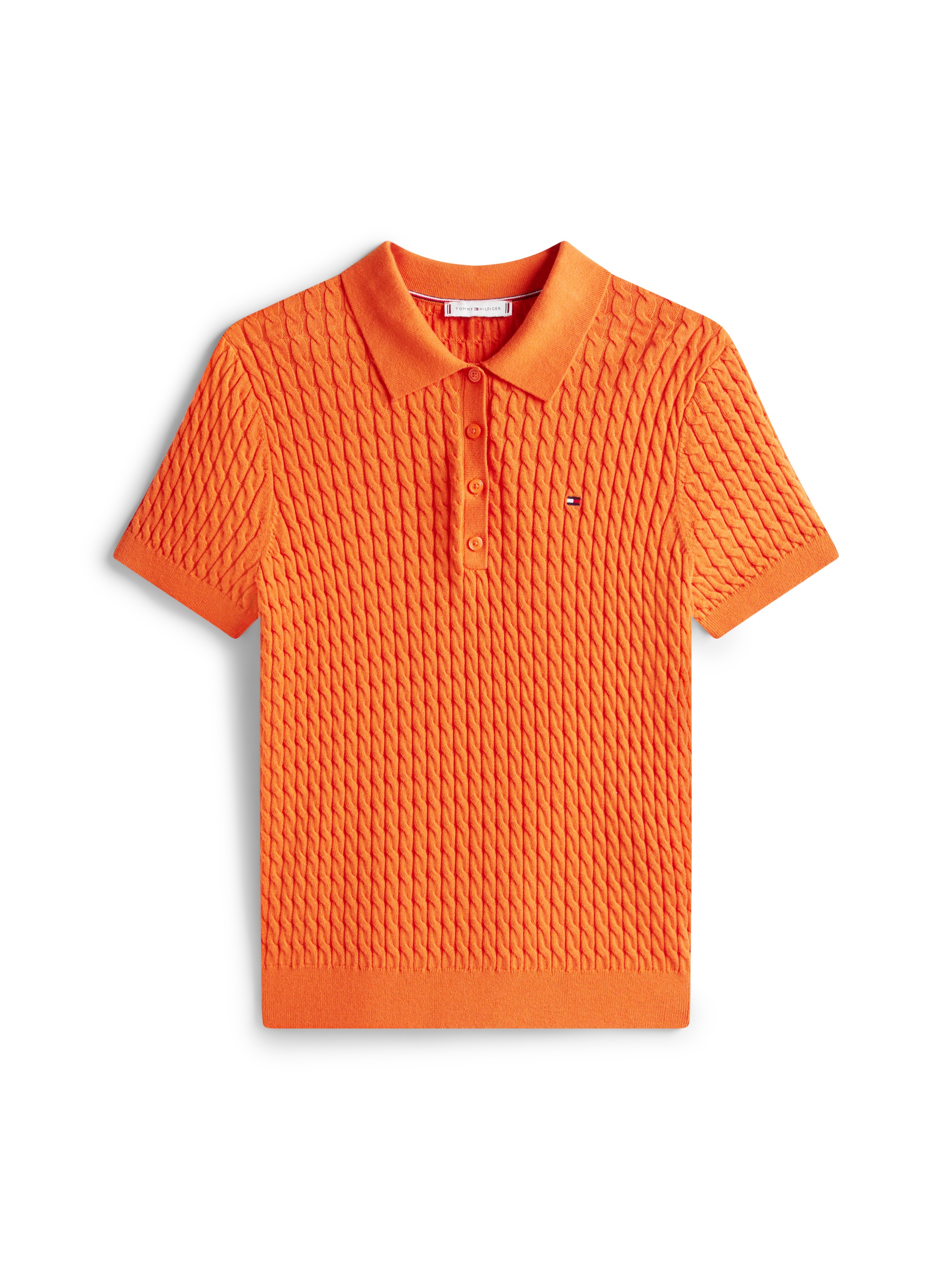 Tommy Hilfiger Poloshirt »CO CABLE POLO-NK SS SWEATER«, mit Zopfmuster
