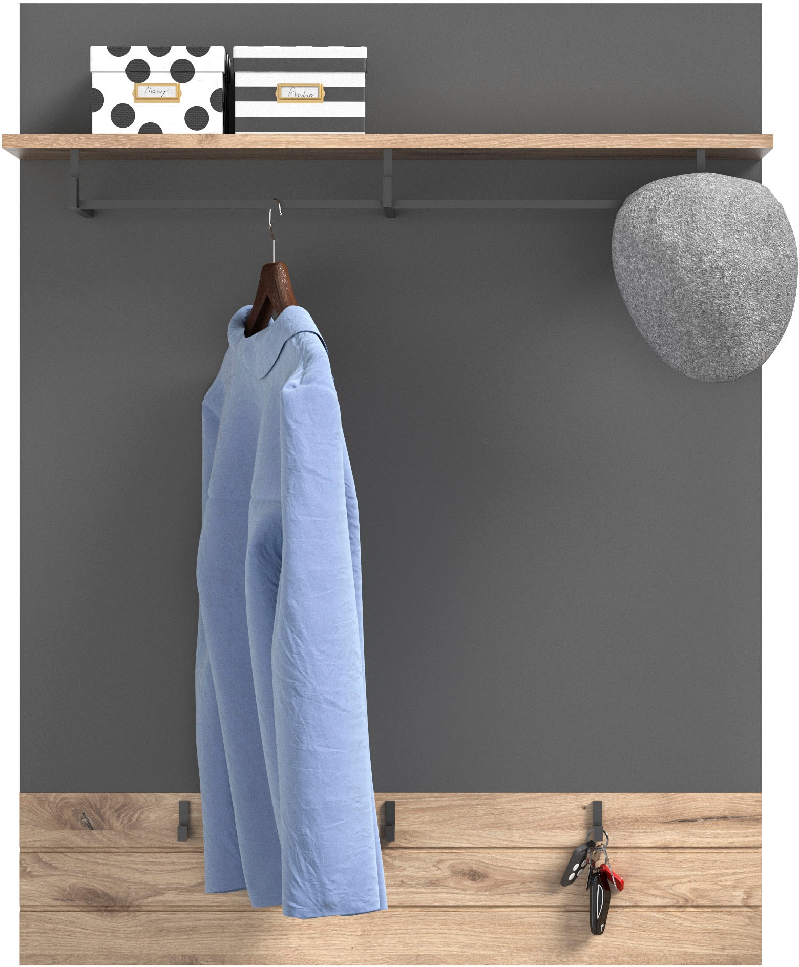 INOSIGN Garderoben-Set »Riga, Breite 175 cm, hochwertige Rillenfräsung, 3-teilig, best. aus:«, (Set, 3 St.), Garderobenschrank, Sitzbank, Paneel