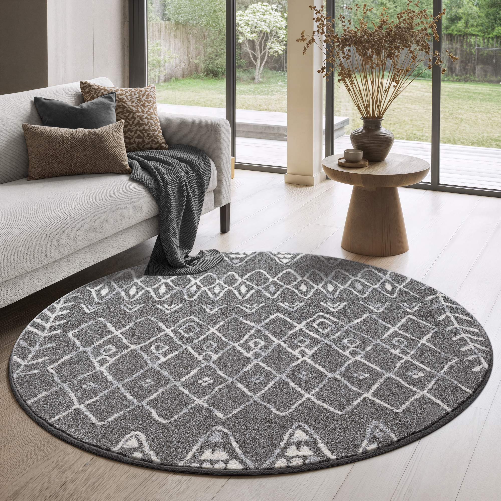 Sanat Teppich »Boho 8200  , auch als Läufer und in Rund« rund 10 mm Höhe Kurzflor, robust, Boho, Scandic, für Fussbodenheizung geeignet