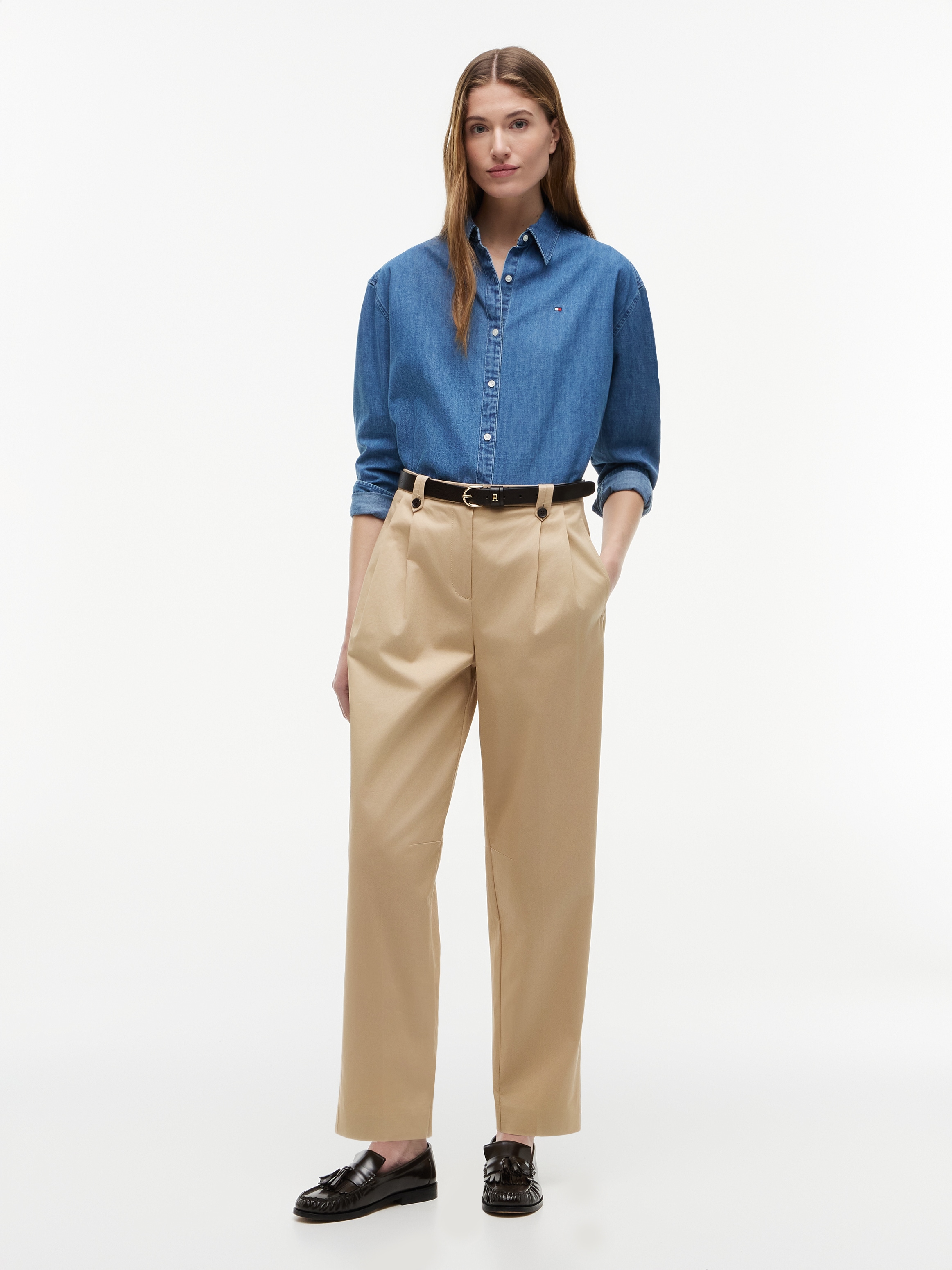 Tommy Hilfiger Blouse en jean »LIGHT DENIM BOXY SHIRT LS« Baumwolle