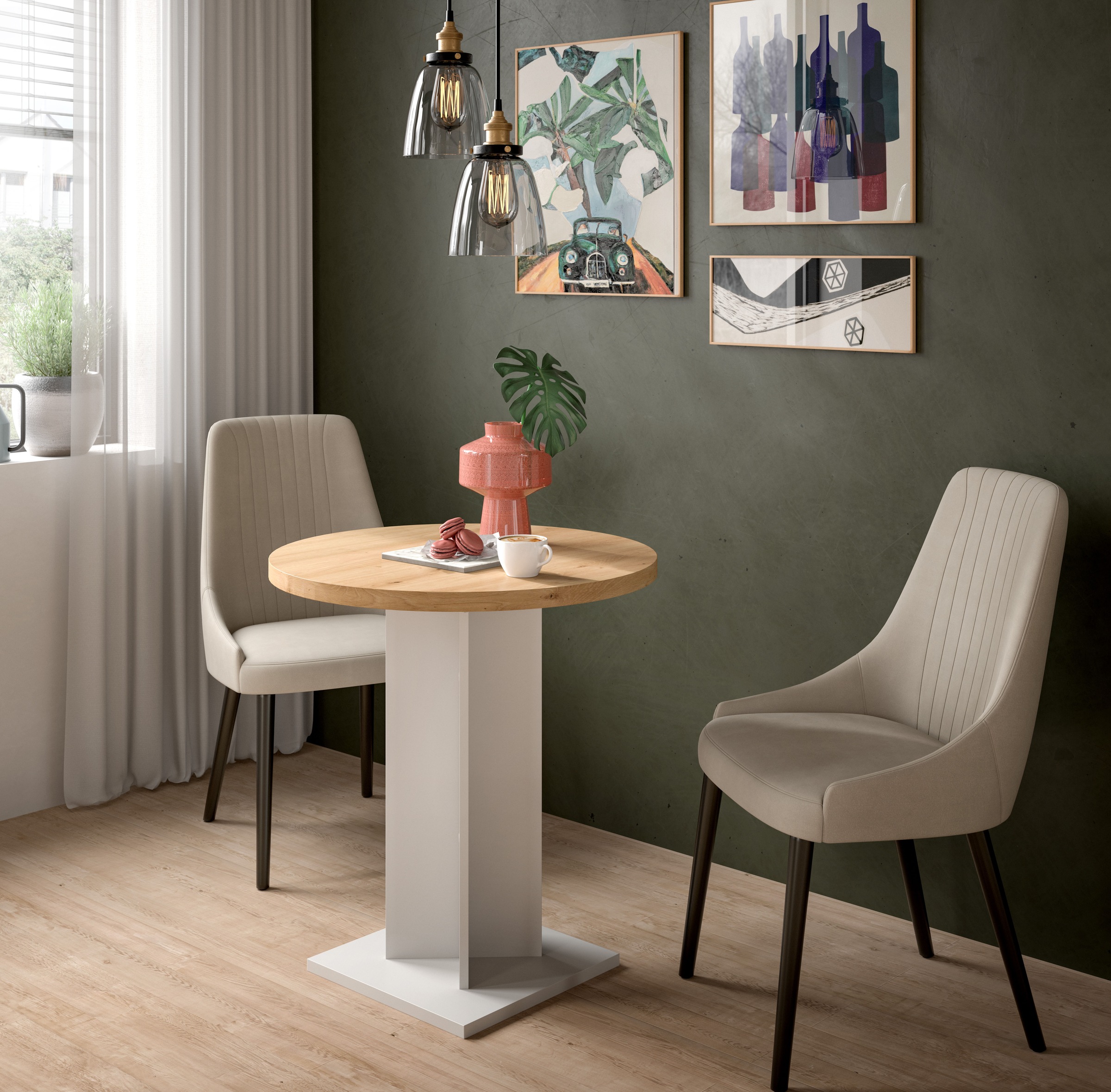 Home affaire Esstisch "GERO, 70x76x70 cm, mit Säulengestell, runde Tischplatte" in verschiedenen Ausführungen erhältlich, 1 Stk. tlg. Tisch, Esstisch, Esszimmer, Esszimmertisch, Küchetisch, Bartisch