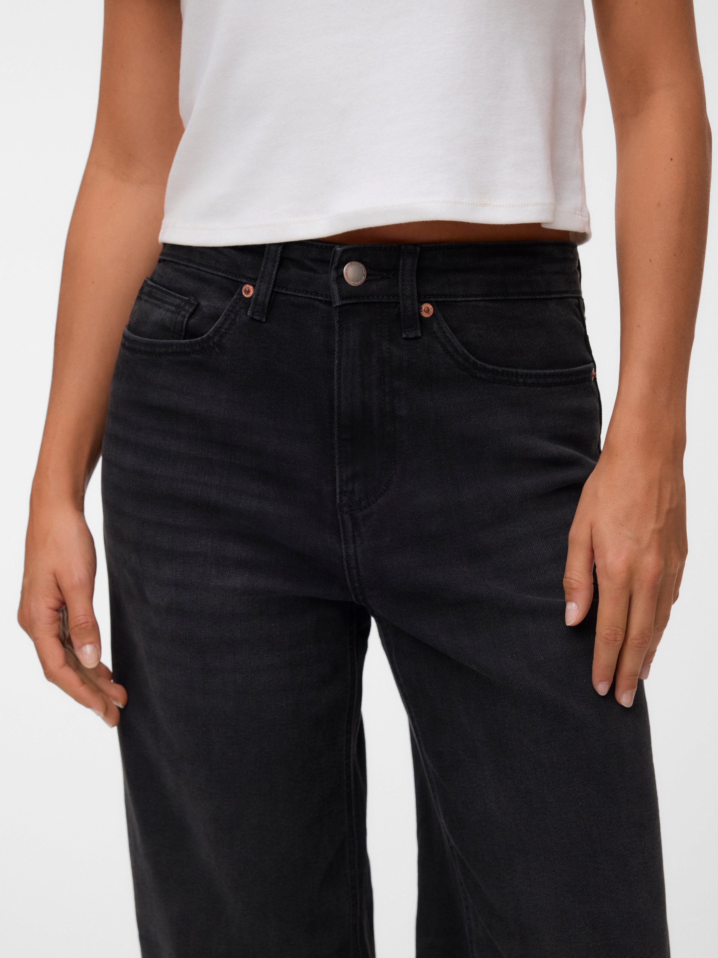 Vero Moda Jeans large »VMOLIVIA STRETCH HR WIDE JNS LI1101 NOOS« mélange de coton, taille haute, coupe large