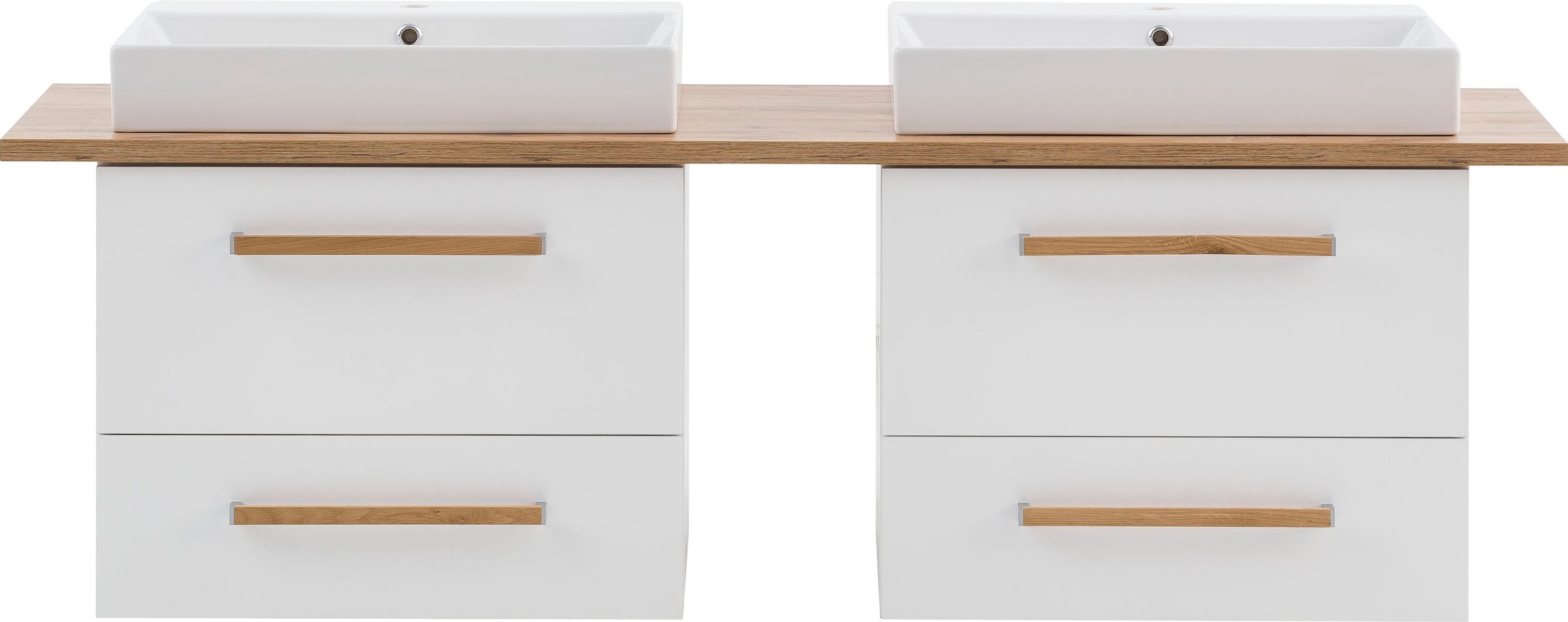 SCHILDMEYER Waschtisch »Duo«, BxH: 165,2 x 61,5 cm, Sanitärkeramik, 2 Becken - weiss