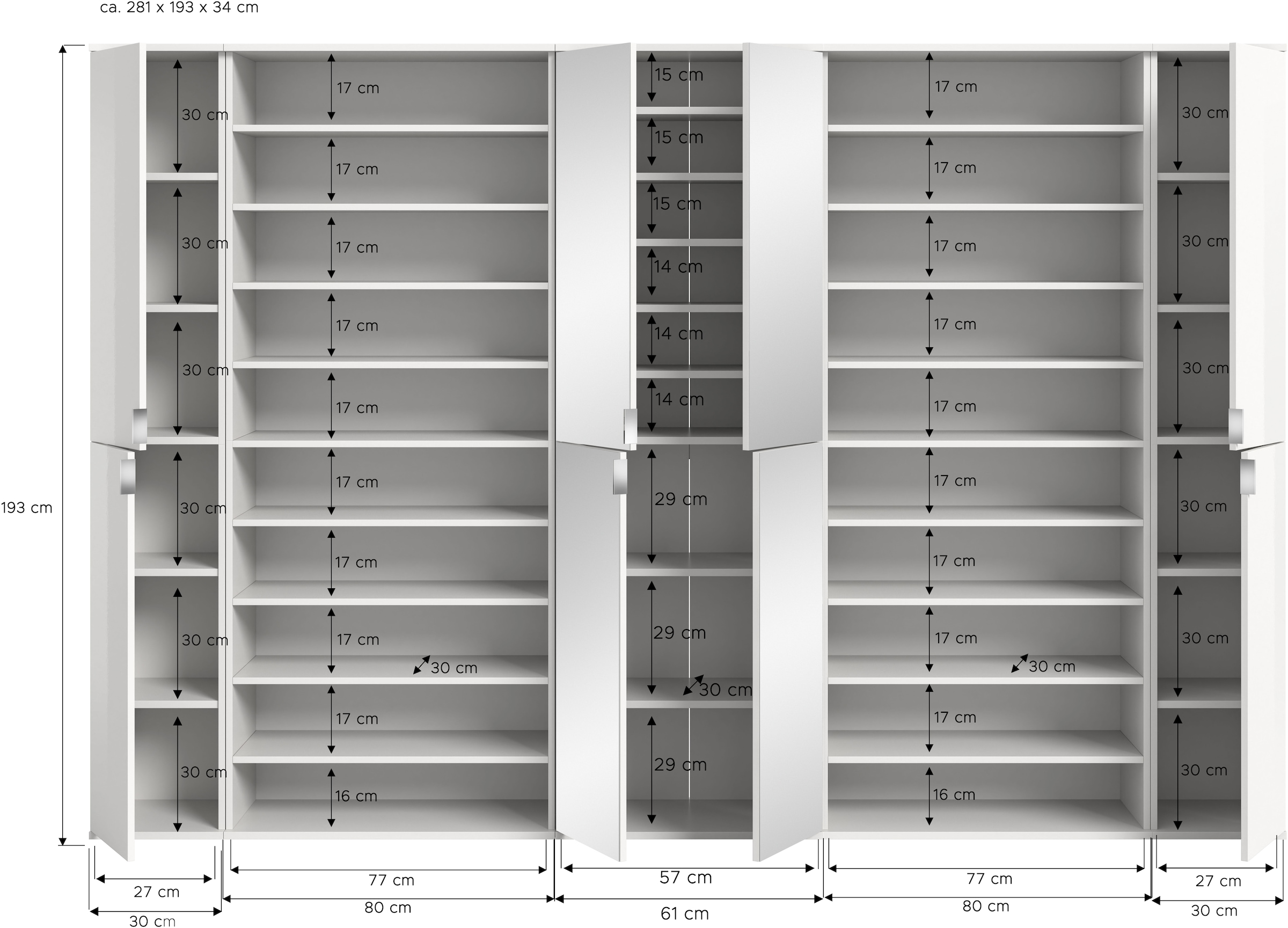 Home affaire Garderoben-Set »Trondheim, Garderobenset 5-tlg. Breite 262 cm,« 5 Stk. tlg.