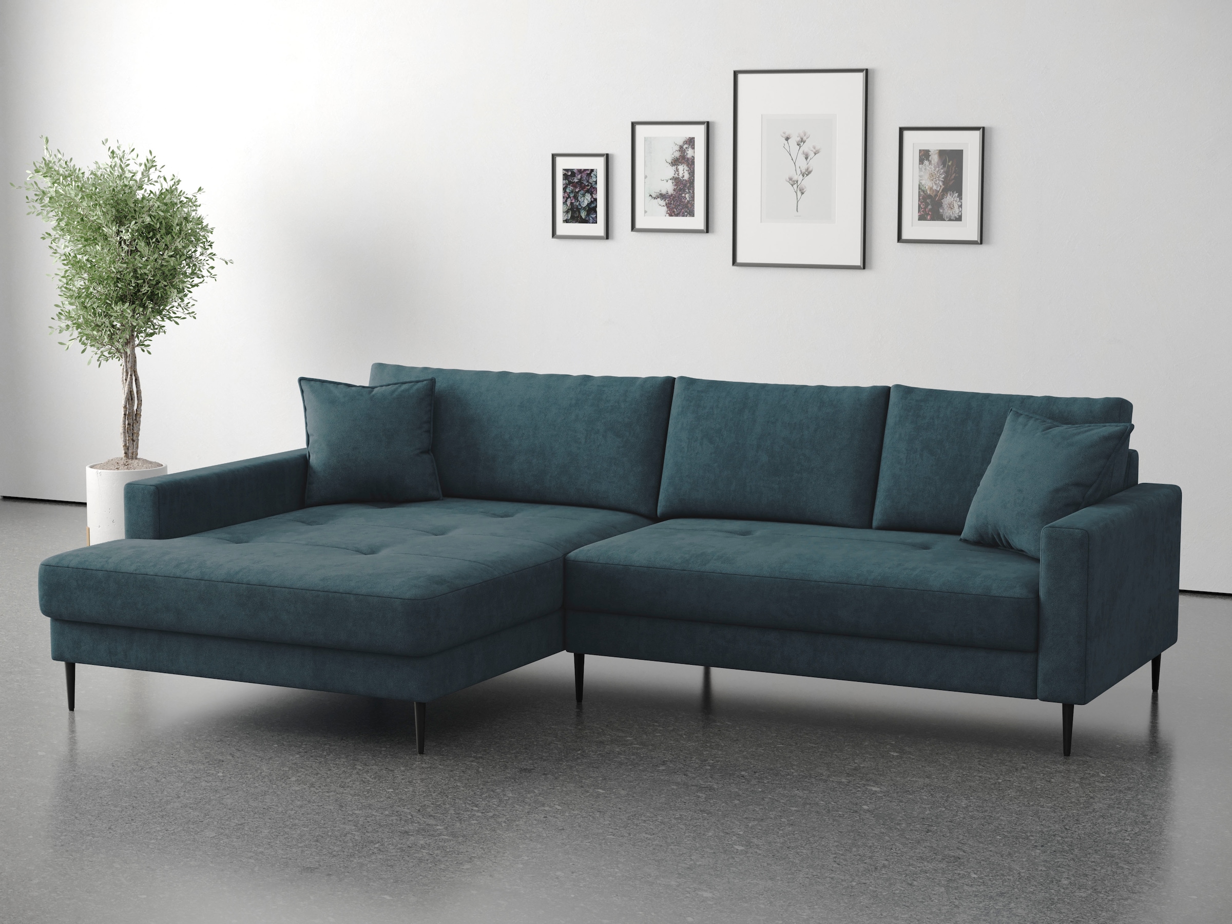 Trends by HG Canapé d'angle »Summer L-Form, B: 280cm, in Cord & Struktur« optionnellement avec appuie-tête, pieds en métal noir