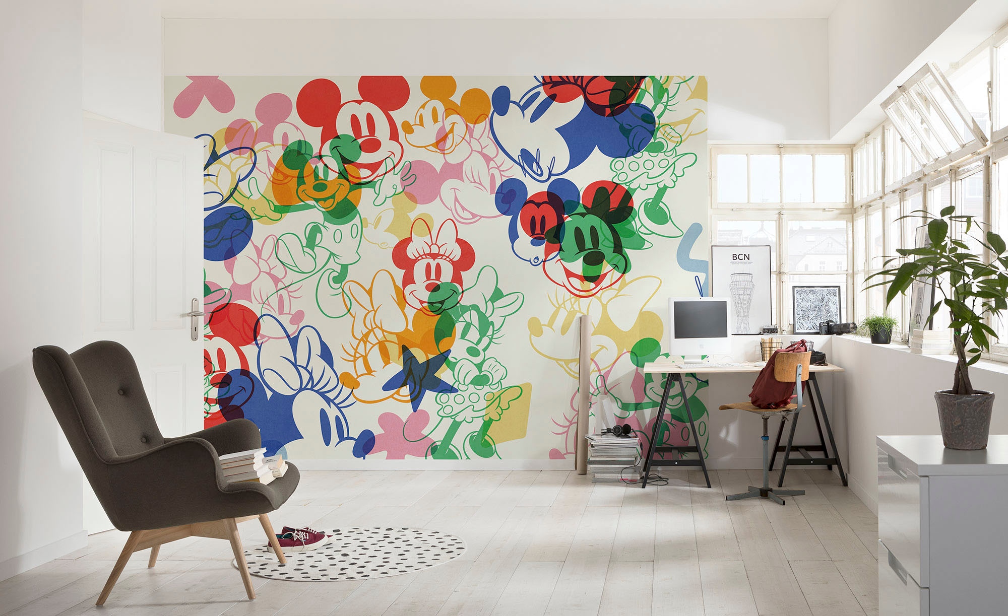 Image of Komar Fototapete "Digitaldruck Vlies - Mickey and Minnie Mixture - Grösse 400 x 250 cm" bedruckt glatt Kinderzimmer