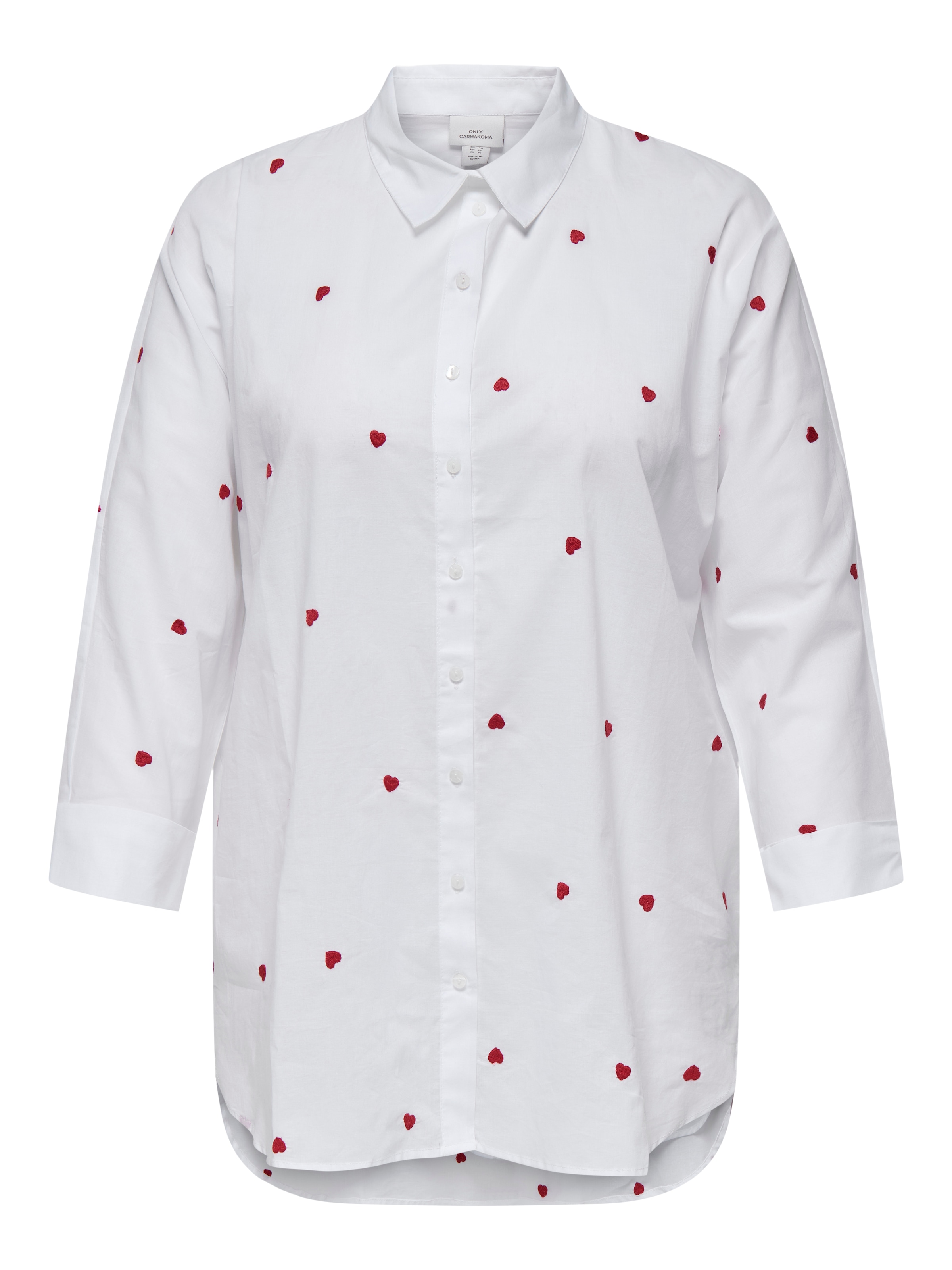 Image of ONLY CARMAKOMA Langarmbluse "CARNEW LINA GRACE LS EMB SHIRT WVN NOOS" Baumwolle