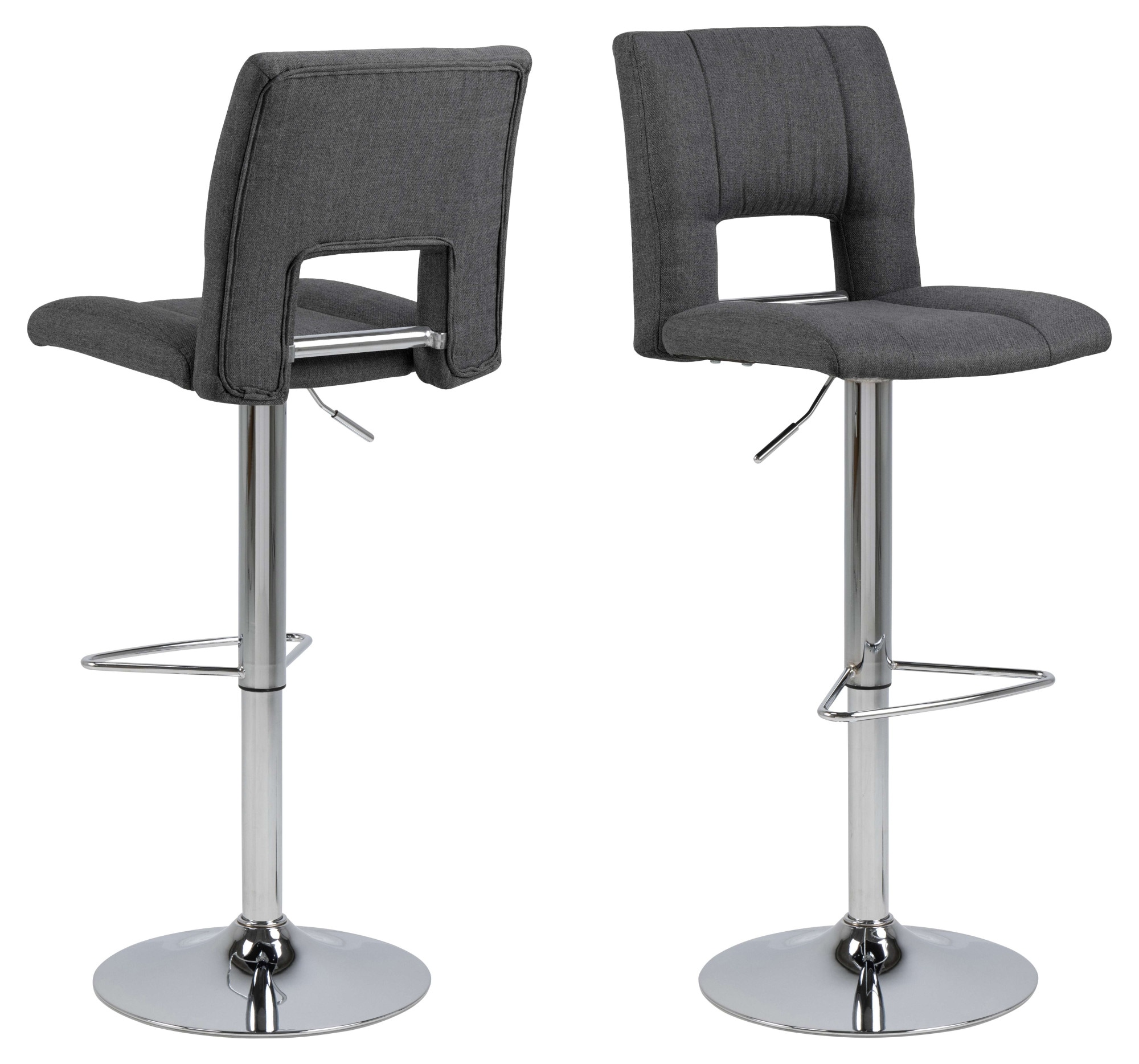 ACTONA GROUP Tabouret de bar »Sylvia Barstuhl, Höhenverstellbar, Chrom,« pied trompette, vérin à gaz, pivotant, coutures verticales, lot de 2
