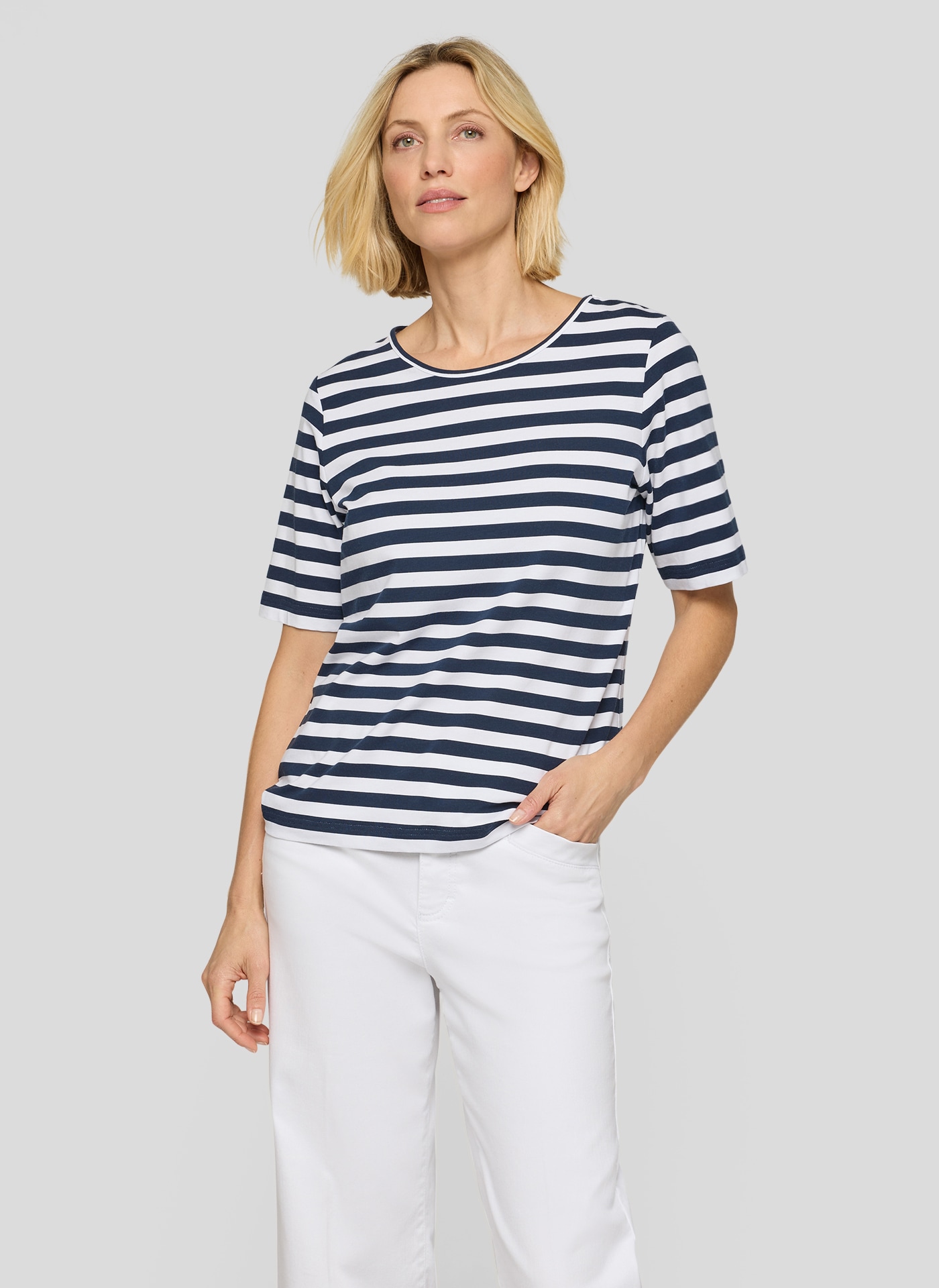 Image of Rabe Rundhalsshirt im Streifen-Look, Halbarm