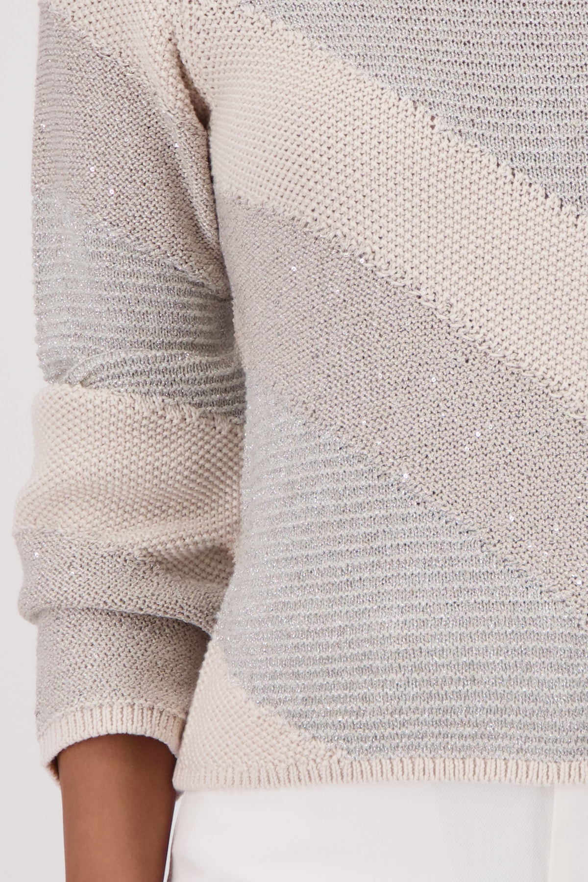 Monari Pull en tricot »Pullover Materialmix« Regular fit mit Glanzdetails