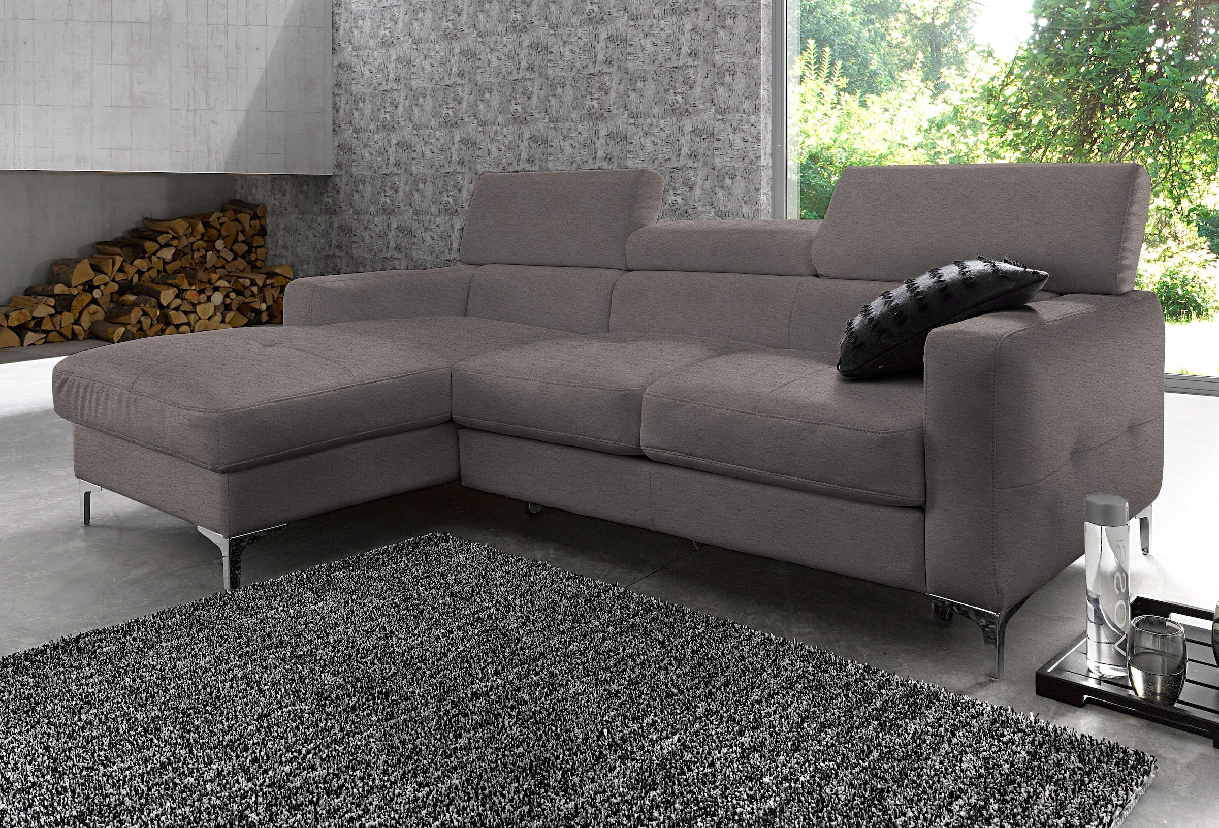 COTTA Canapé d'angle »Sammy L-Form« mit Kopfteilverstellung, wahlweise mit Bettfunktion