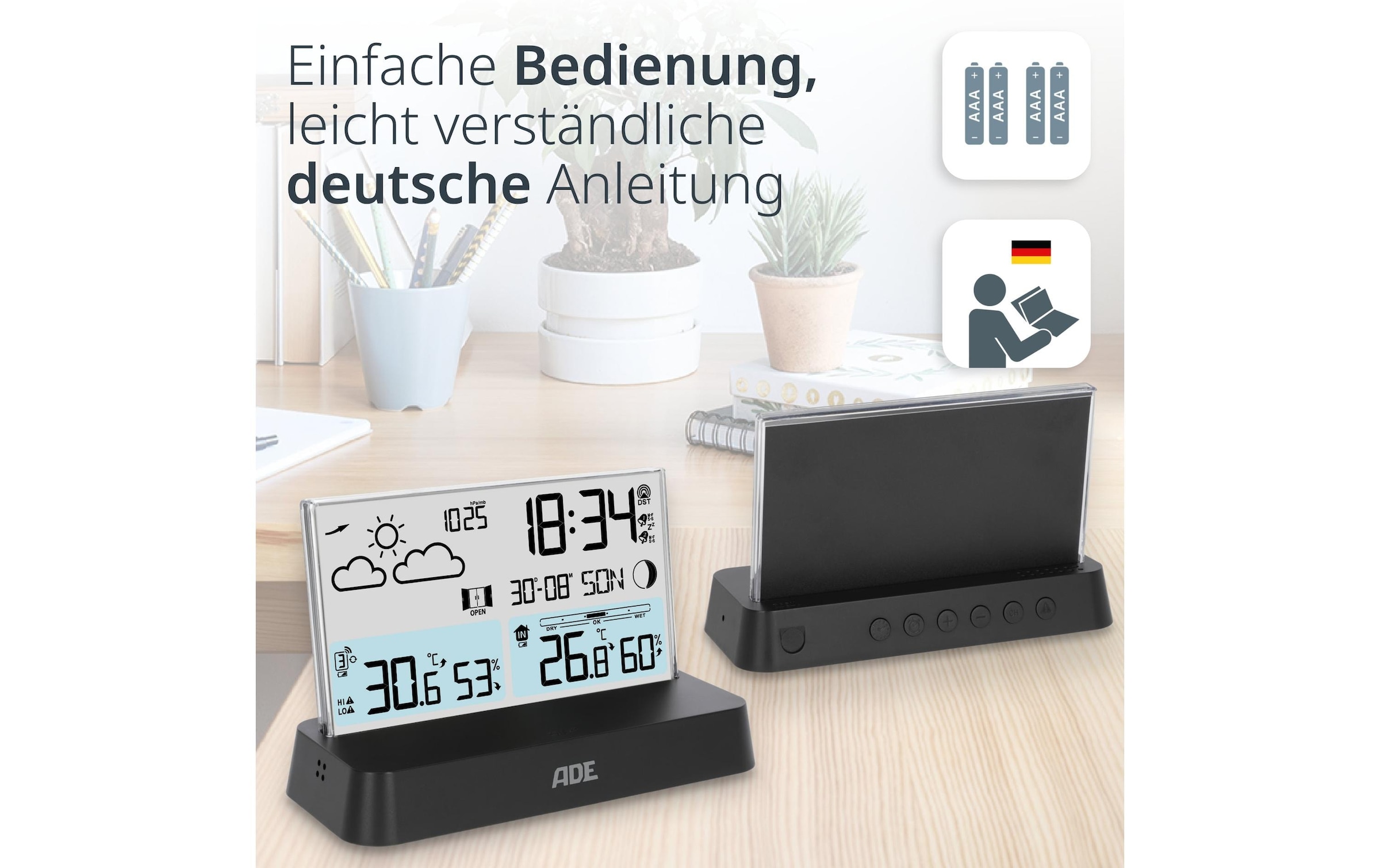 ADE Funkwetterstation »mit Funk-Aussensensor«