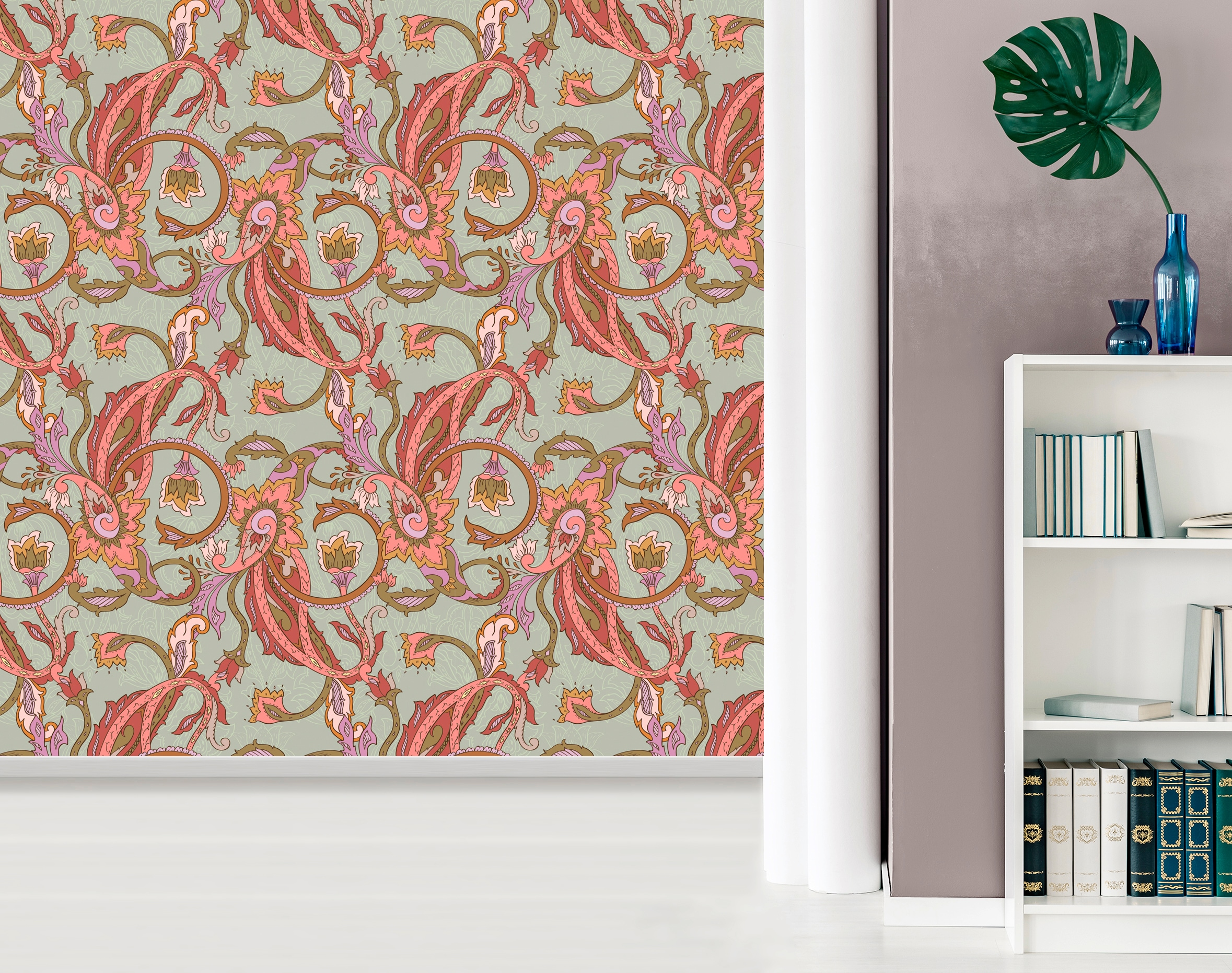 queence Papier peint vinyle »Jesse« Motif | botanique | floral | imprimé | naturellement | à motifs 90x250cm, selbstklebend, kinderleichte Anbringung, , Sticker