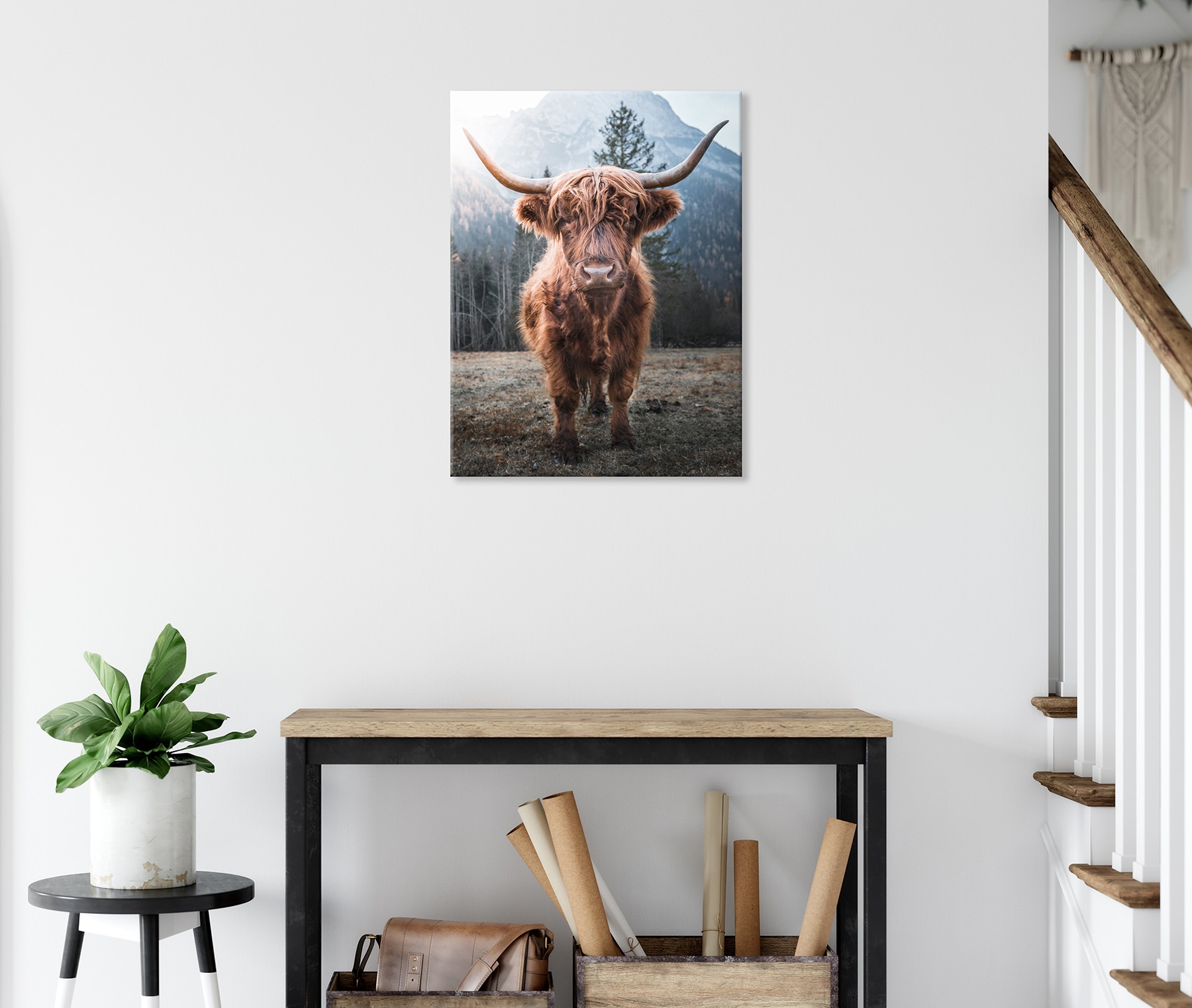 Bönninghoff Leinwandbild »Wandbild HOCHLANDRIND 46x61 cm – Leinwandbild Keilrahmen Deko modern« Hochlandrind | Kuh | Kuhbilder 1 Stk. tlg. auf Keilrahmen gespannt