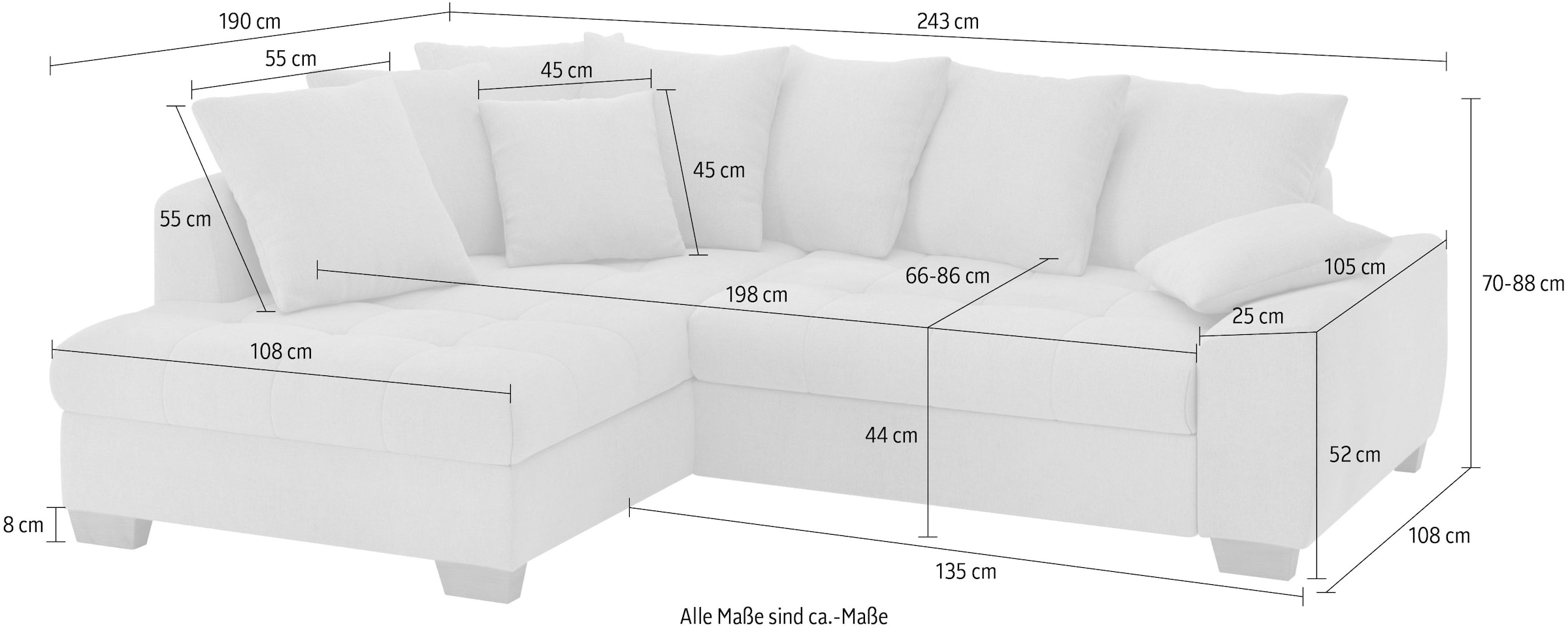 Mr. Couch Ecksofa »Nikita II, L-Form«, Wahlweise mit Bettfunktion, Bettkasten & RGB-LED-Beleuchtung