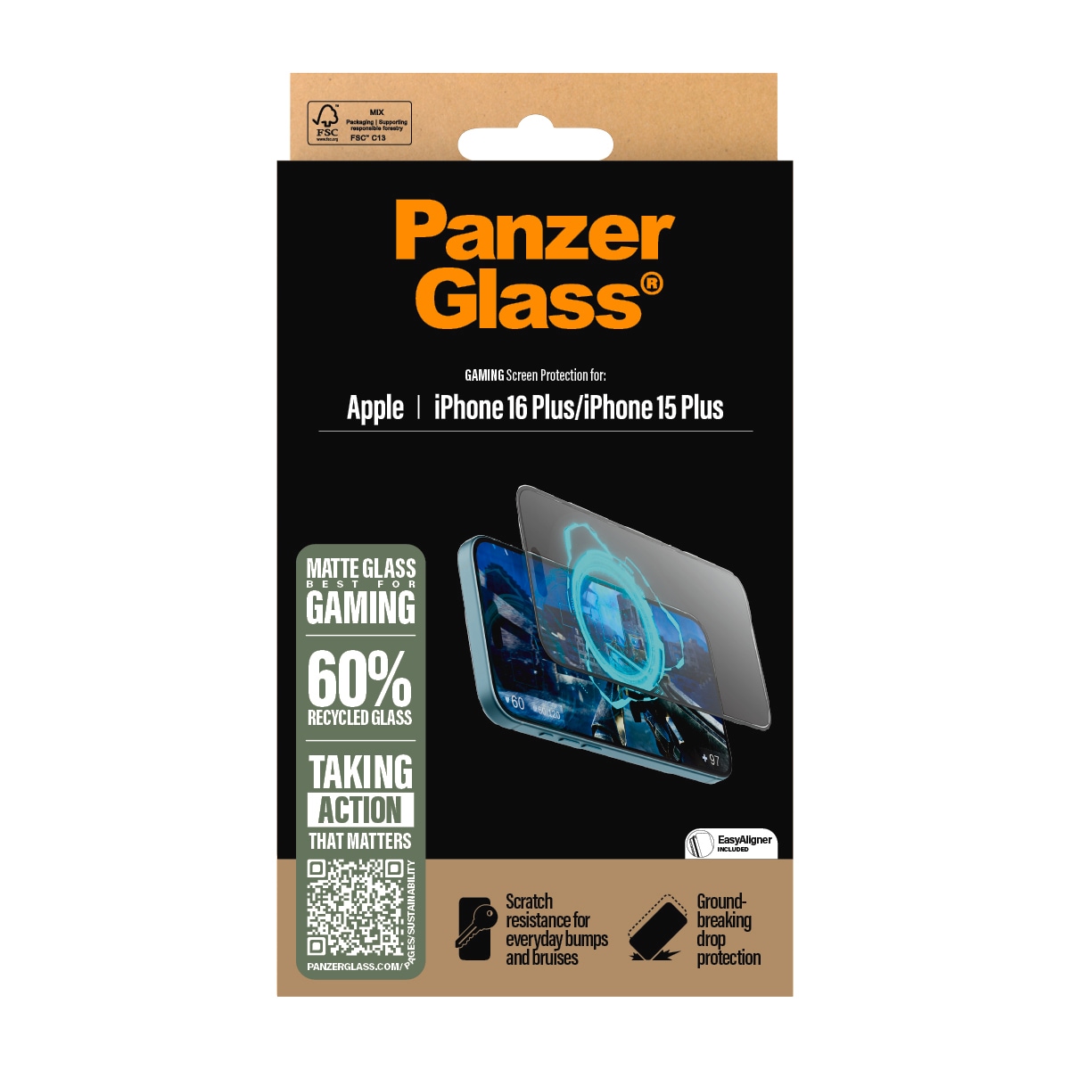 PanzerGlass Displayschutzglas »Gaming Screen Protection«, für Apple iPhone 16 Plus-Apple iPhone 15 Plus, Displayschutzfolie, Schutzfolie, Bildschirmschutz, kratz- & stossfest