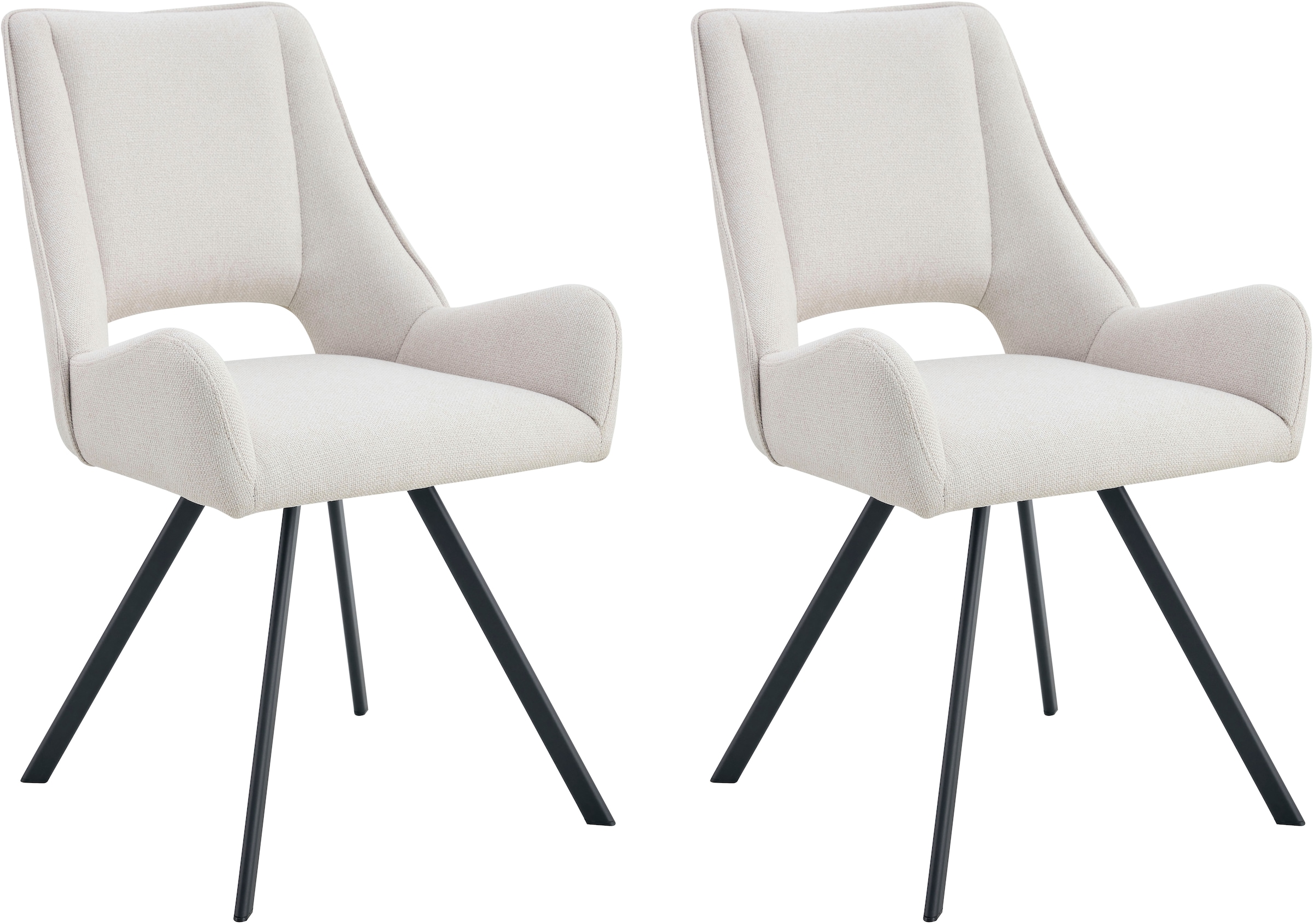 Image of Home affaire Esszimmerstuhl "AIRDRIE, 2er Set, mit Metallgestell in matt schwarz" (Set) 2 Stk.in verschiedenen Farben, Belsatbarkeit pro Stuhl 120 kg, mit Griffloch