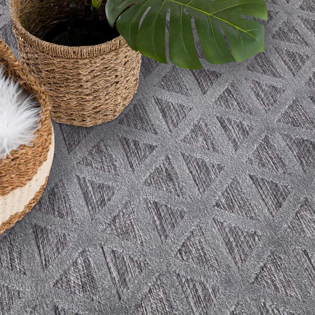 Carpet City Teppich »In-& Outdoorteppich Santorini 446, 3D-Effekt, Geo-Muster«, rund, 5 mm Höhe, Wetterfest & UV-beständig für Terrasse, Balkon, Küche, Flur