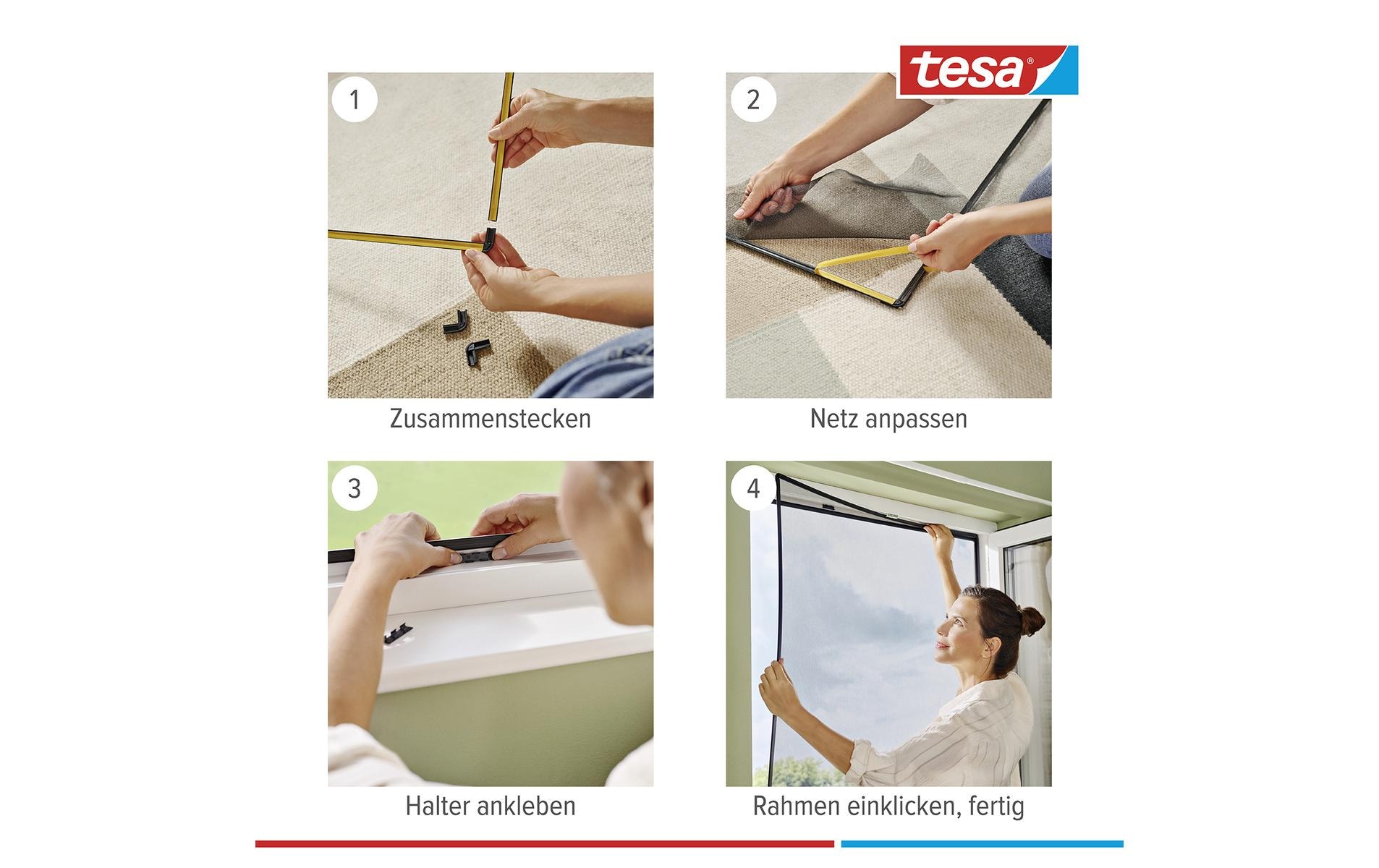 tesa Insektenschutz-Fensterrahmen »CLIP-ON Rahmen für Fenster 1 x 1.2 m«
