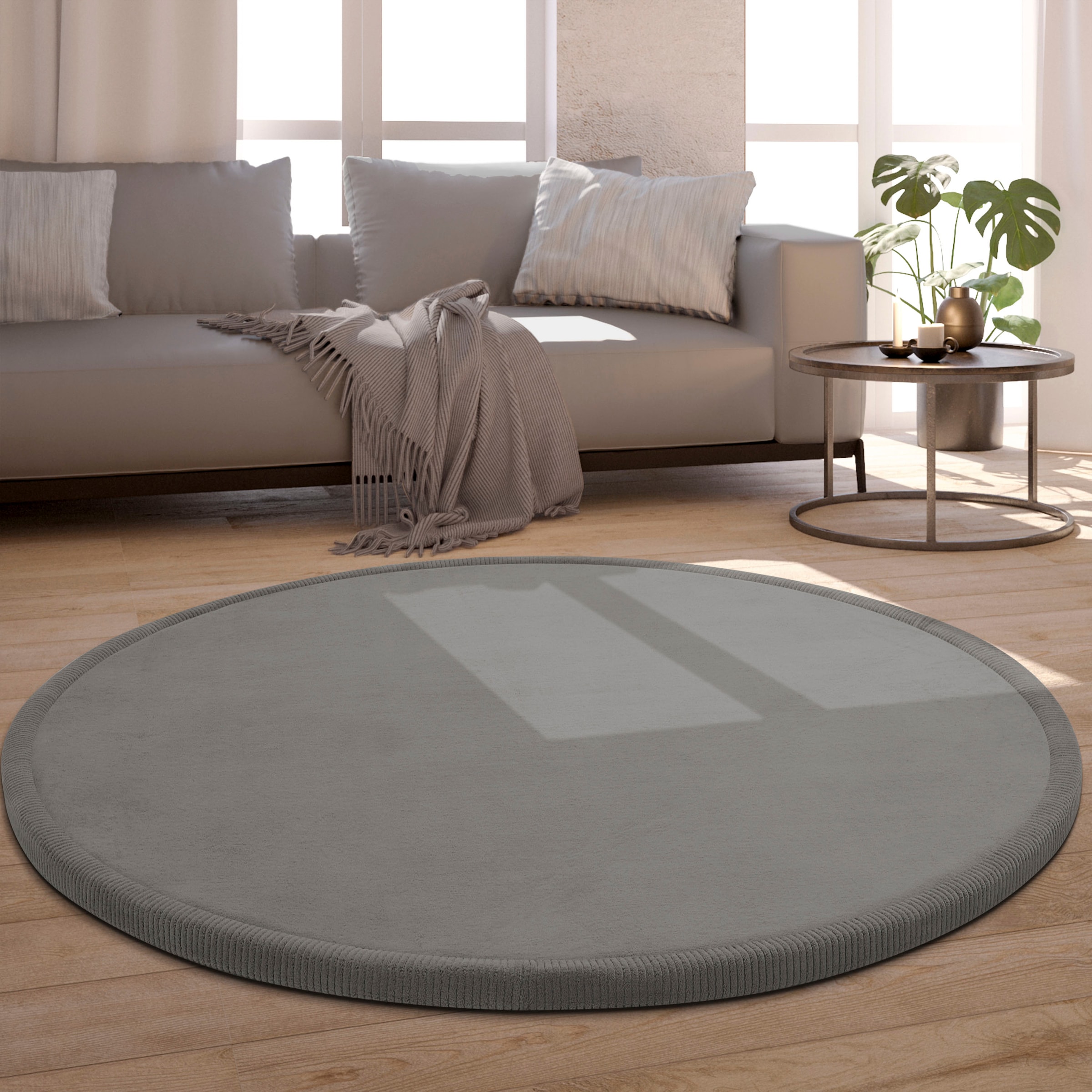 Image of Paco Home Teppich "Tatami 475" rund 24 mm Höhe Kurzflor, Uni Farben, mit Memory Foam, waschbar
