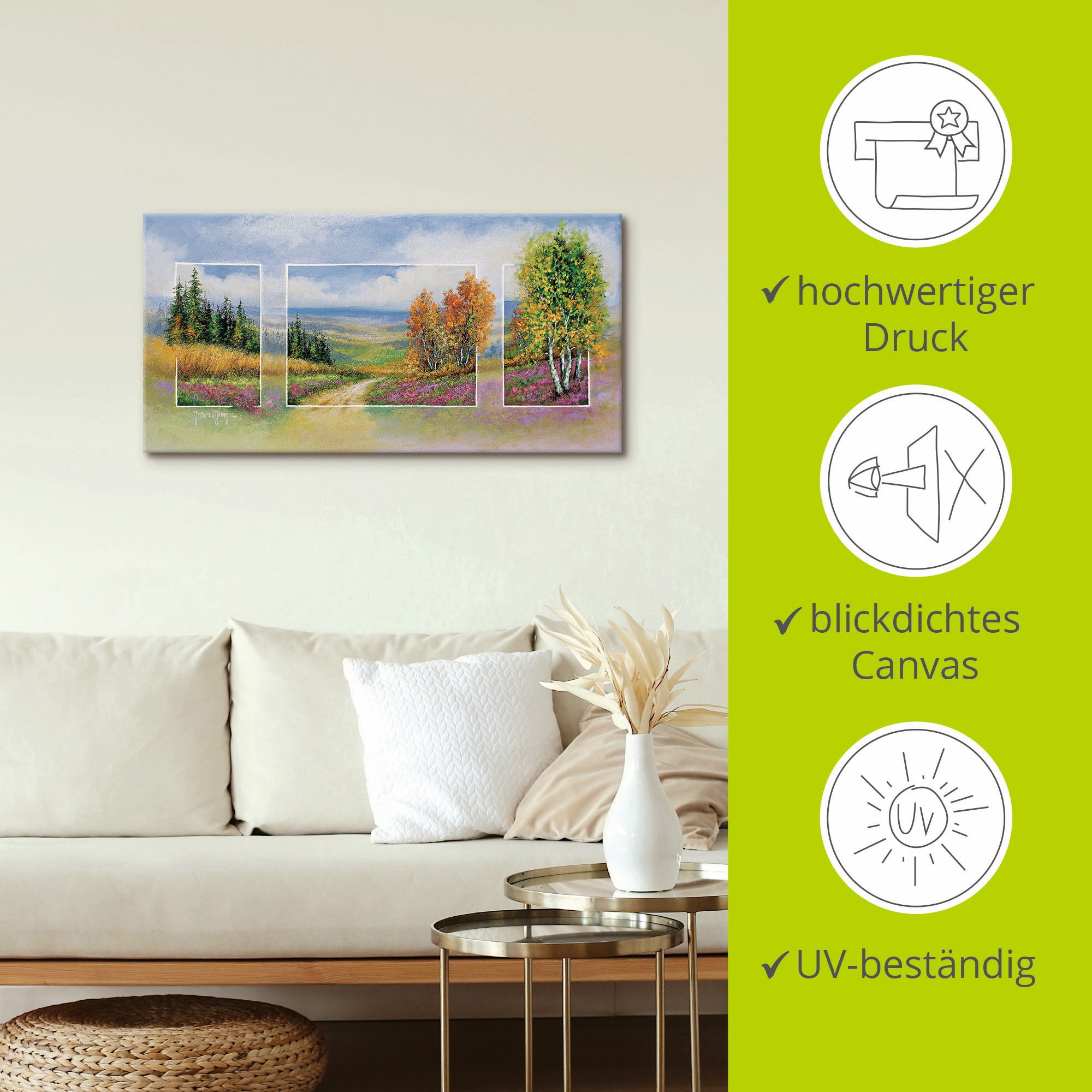 Artland Wandbild »Frühlling Triptychon«, Vier Jahreszeiten, (1 St.), als Leinwandbild, Wandaufkleber in verschied. Grössen