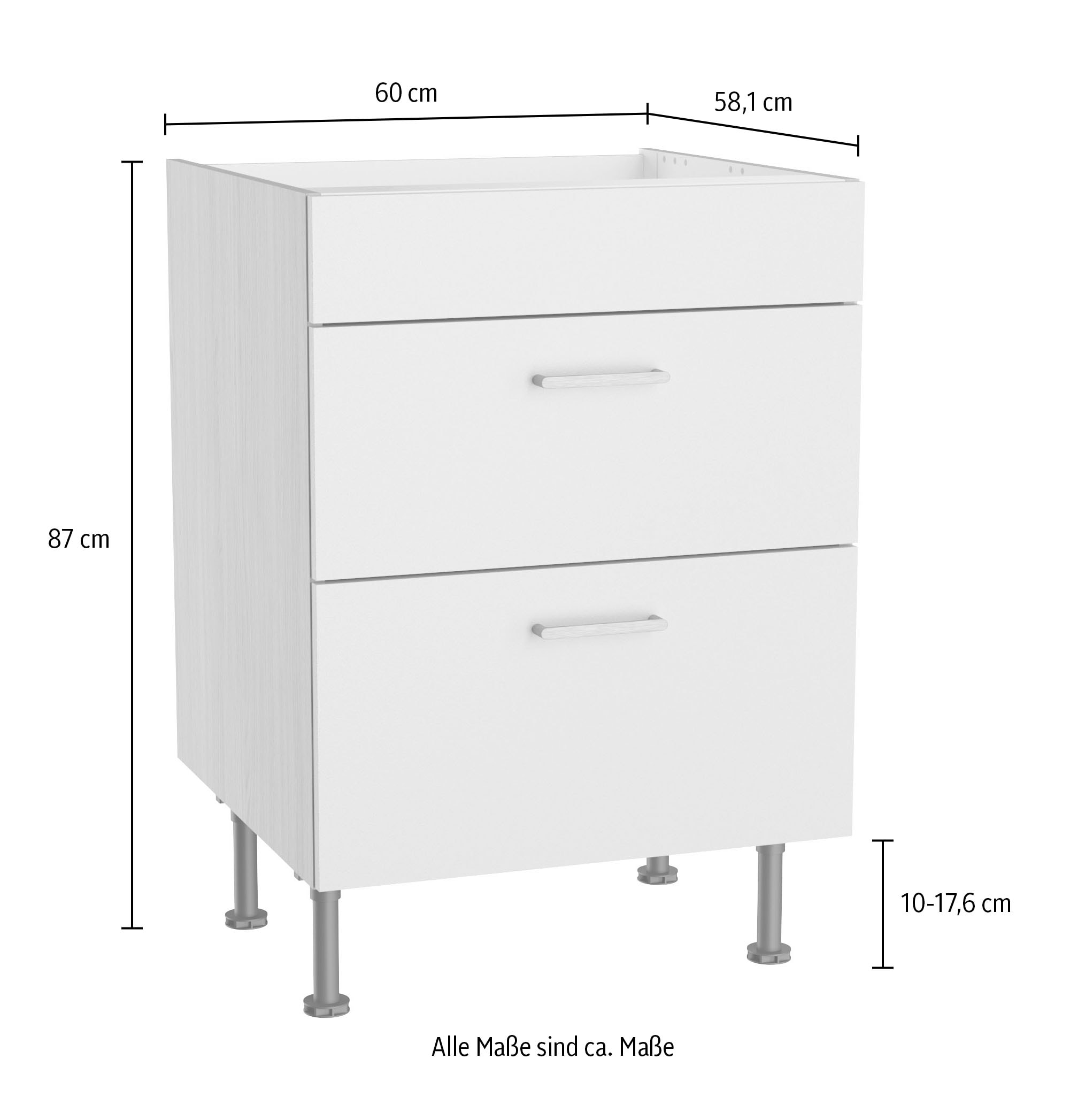 KOCHSTATION Armoire d'encastrement pour table de cuisson »KS-Lucy« Breite 60 cm, mit 2 Auszügen, Soft-Close, höhenverstellbare Füsse