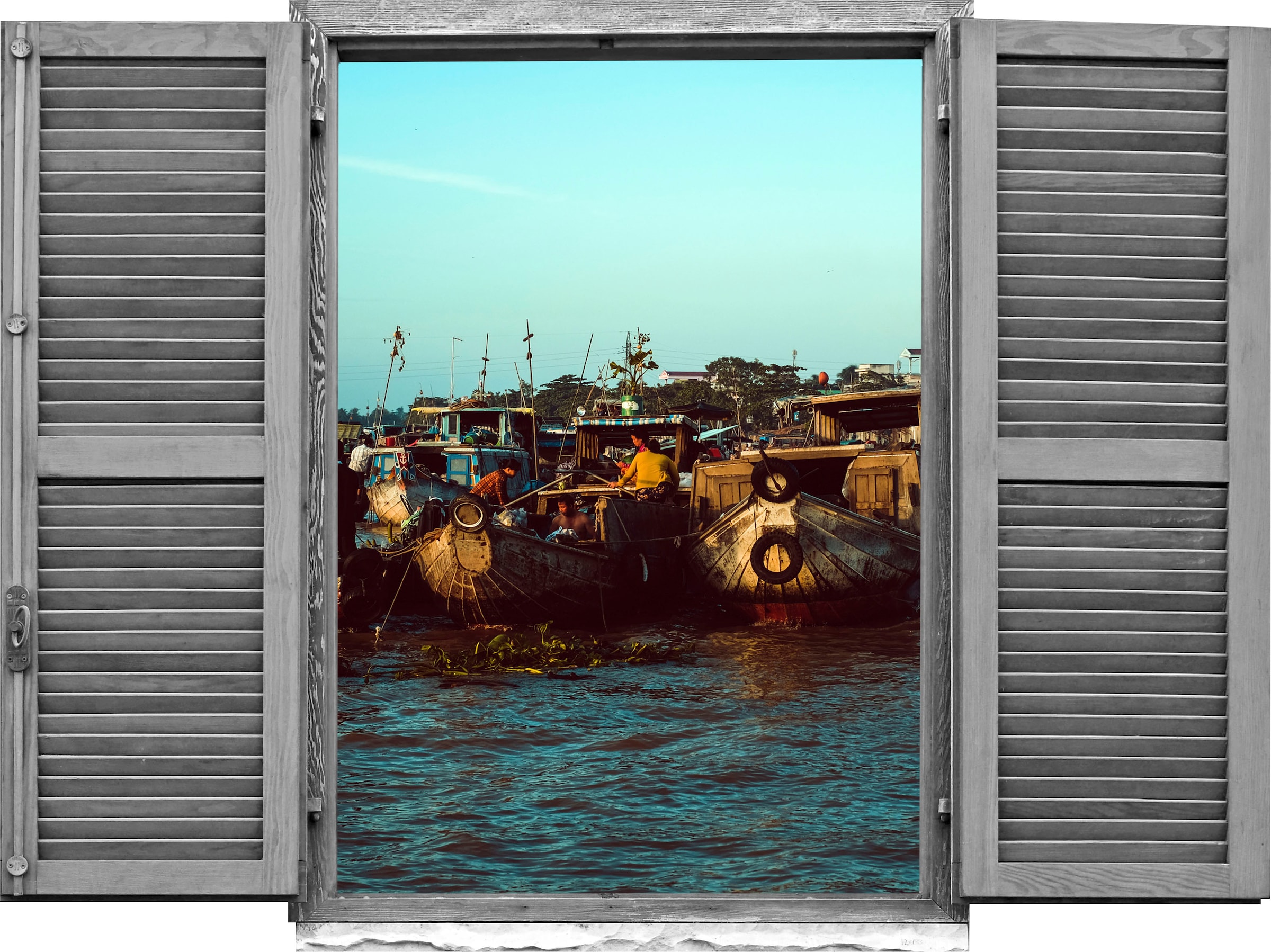 Image of queence Wandtattoo "Hafen" Wandsticker, Wandbild, selbstklebend, 3D, Fenster
