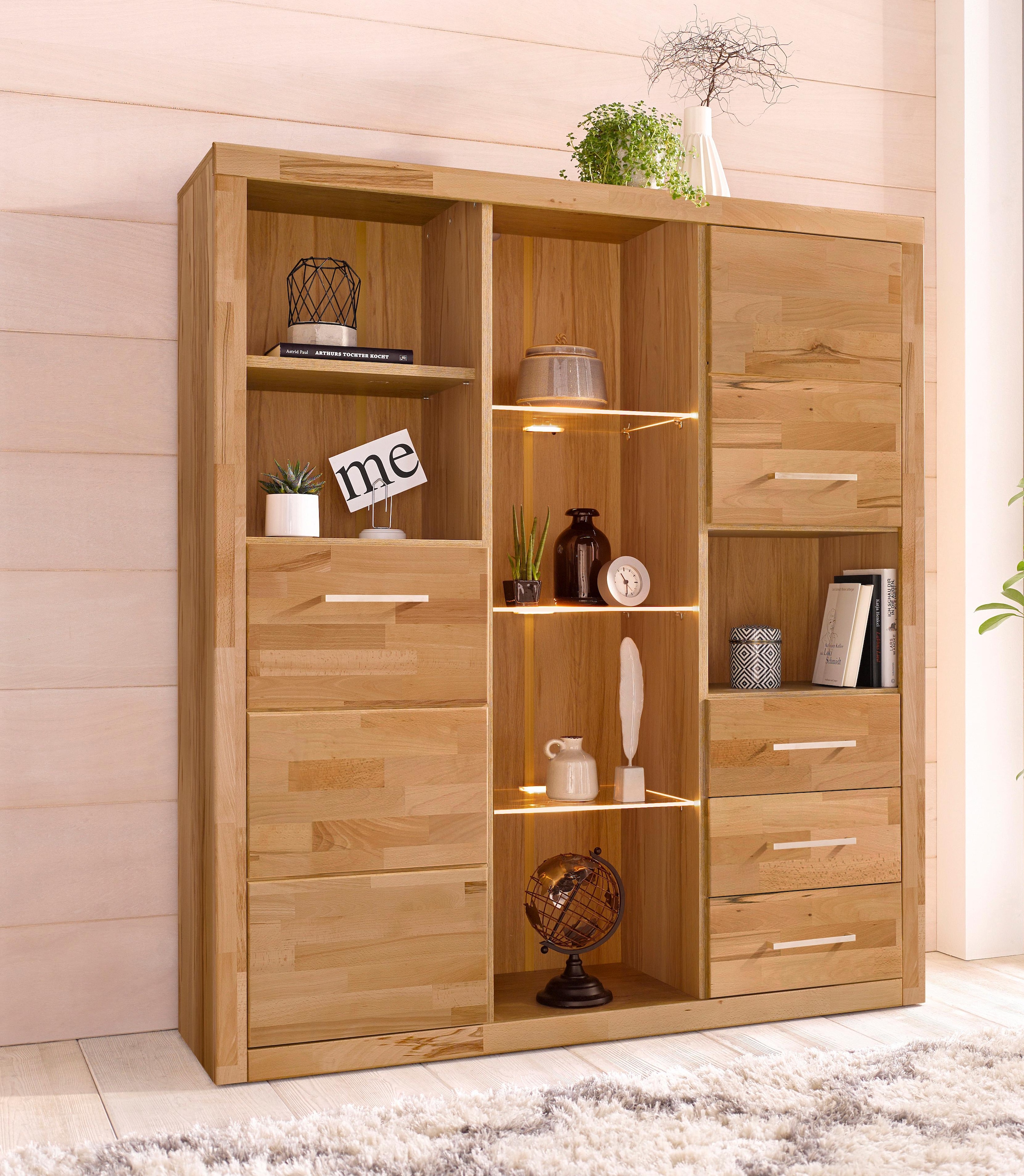 Highboard »Ribe«, Breite 130 cm mit 2 Holztüren