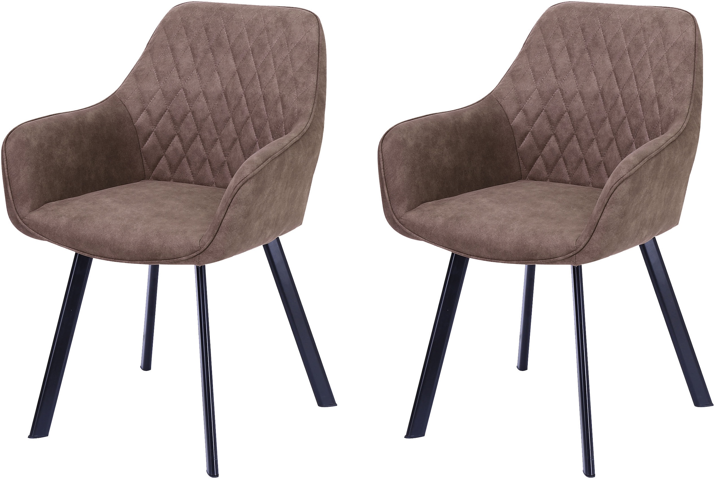SalesFever Chaise avec accoudoirs »Cardiff Bequemer Esszimmerstuhl« (Ensemble) 2 cuisEnsemble double élégant : dossiers avec charmante piqûre losange