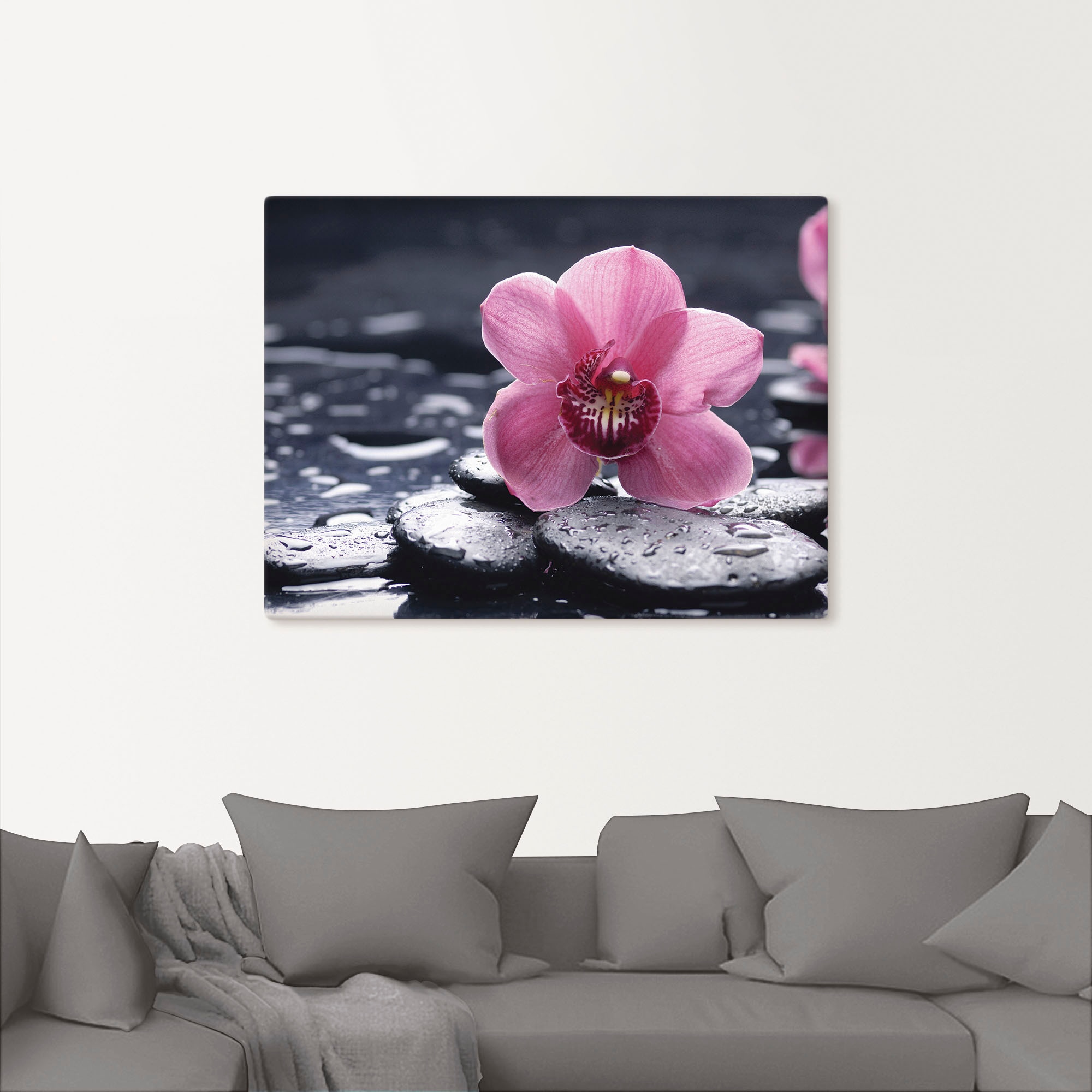 Artland Tableau sur toile »Stillleben mit Kiesel und einer Orchidee« 1 cuis tlg. auf Holzrahmen gespannt
