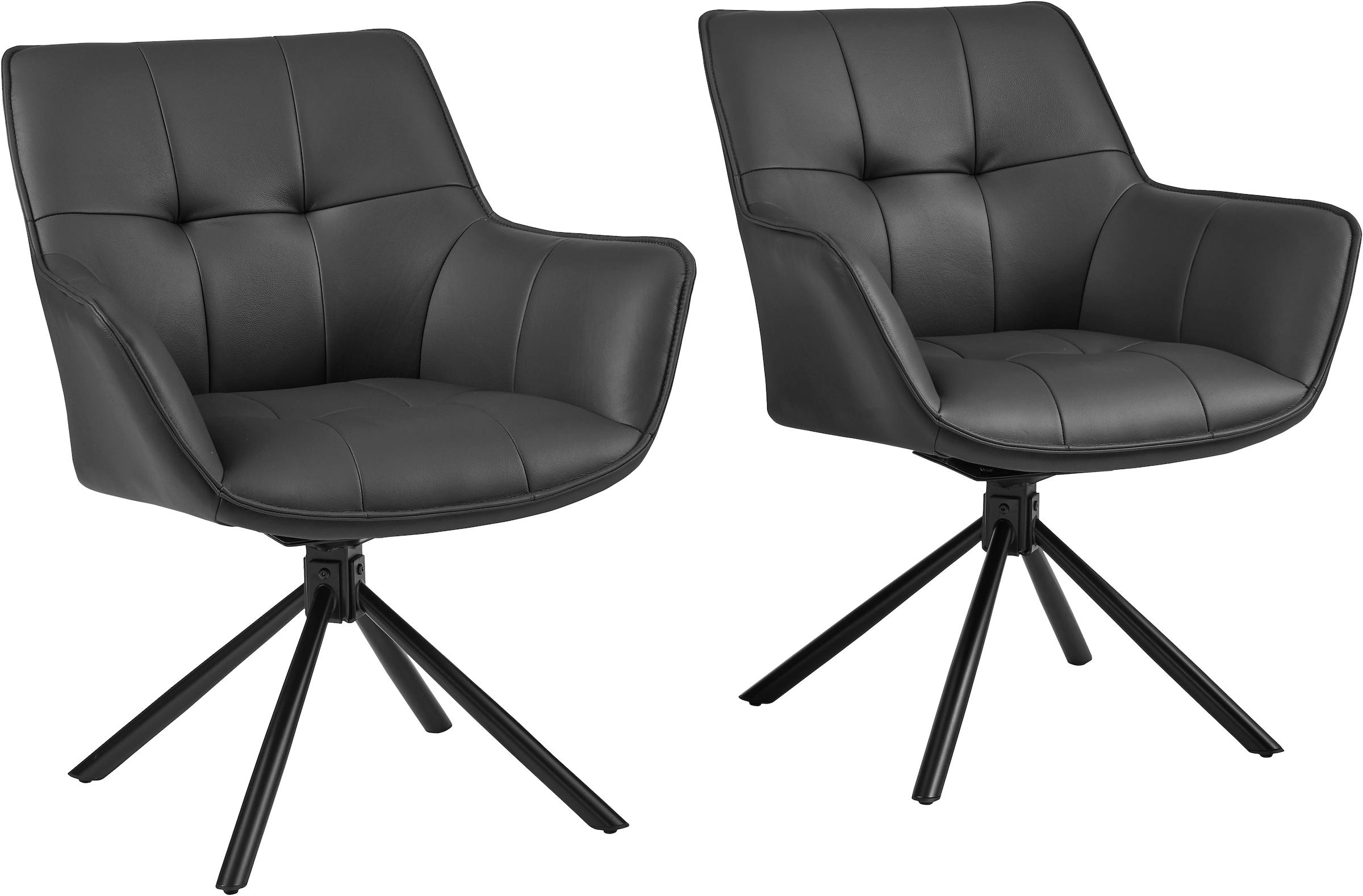 GOODproduct Chaise pivotante »Lika« (Ensemble) 2 cuisechtes Leder, 360° Drehfunktion, Steppnähte, Metallgestell