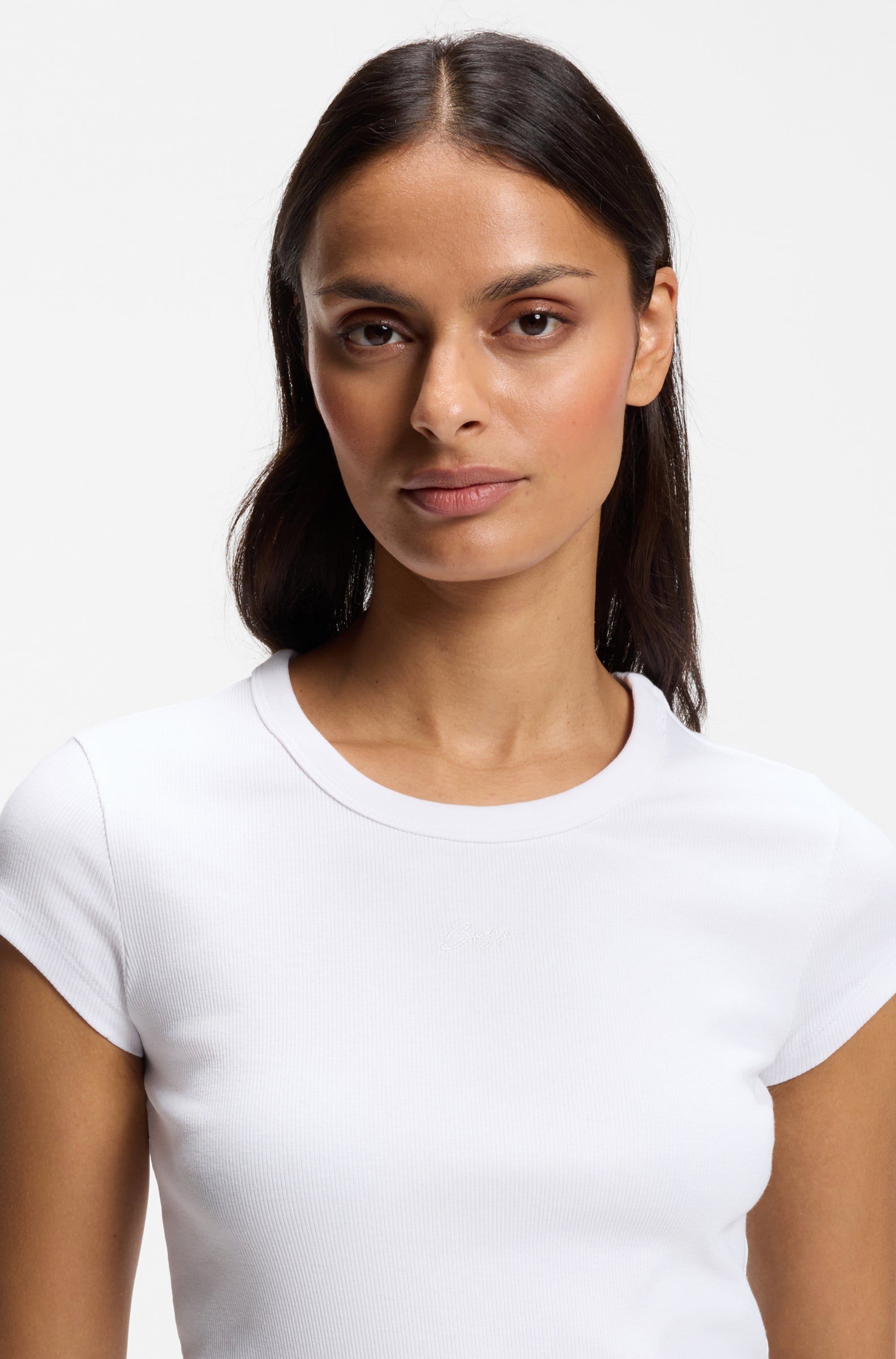 BOSS ORANGE T-shirt à manches courtes »Ecute Premium Damenmode« coupe slim avec col rond
