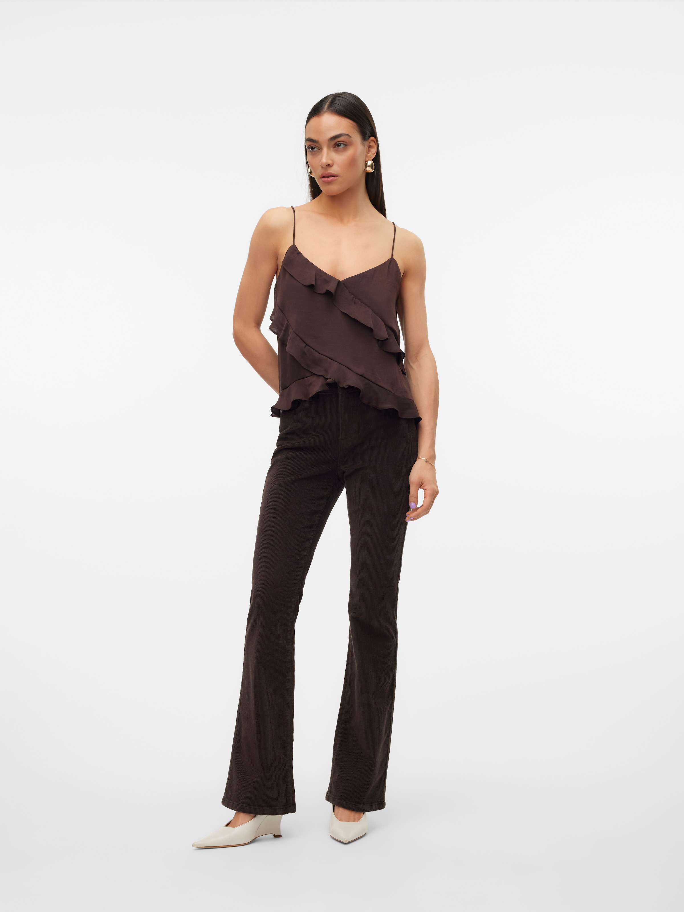 Vero Moda Pantalon en velours côtelé »VMFLASH MR FLARED CORDUROY PANTS NOOS«  mélange de coton