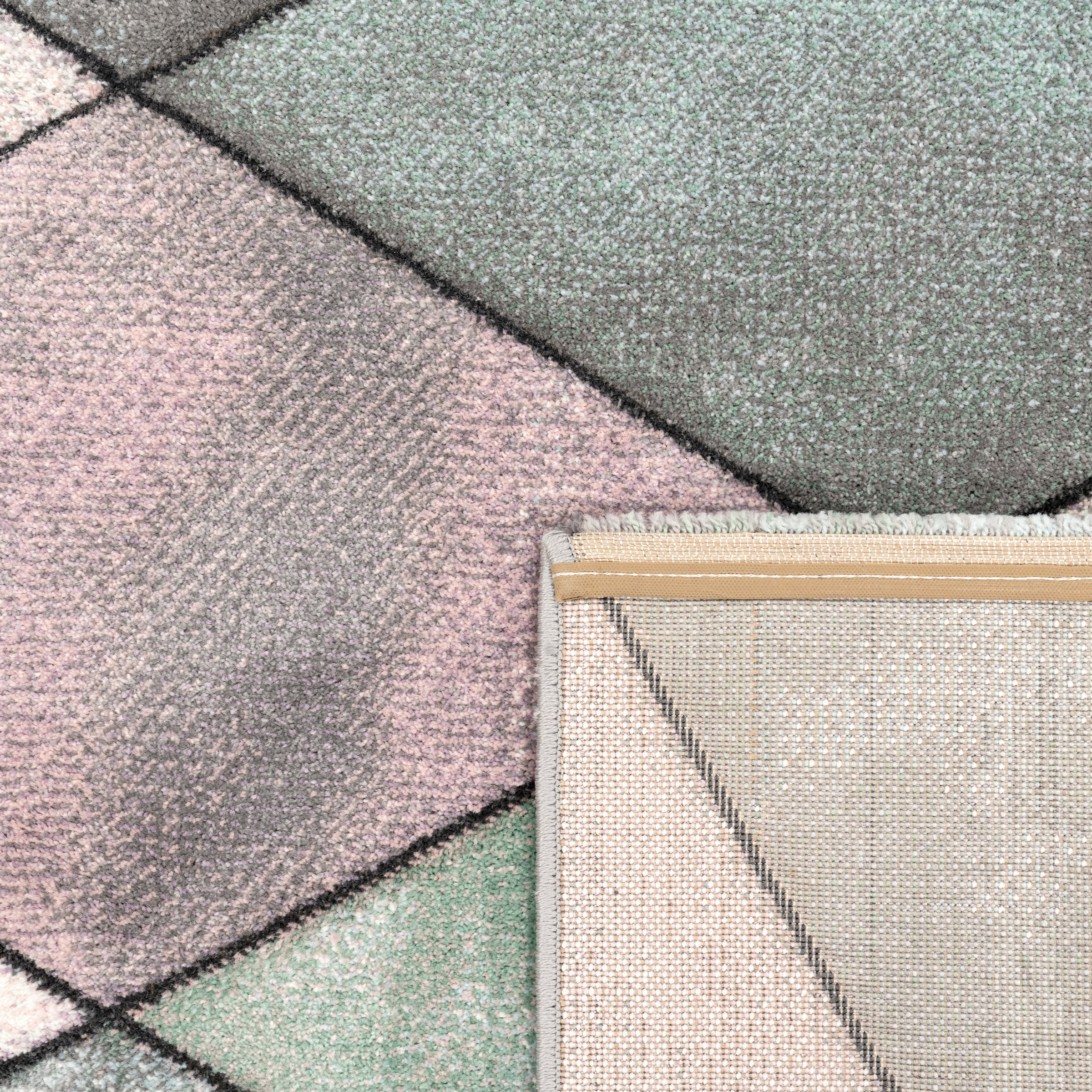 Paco Home Teppich »Lara 238«, rechteckig, 16 mm Höhe, Kurzflor, Pastell-Farben, handgefertigter Konturenschnitt