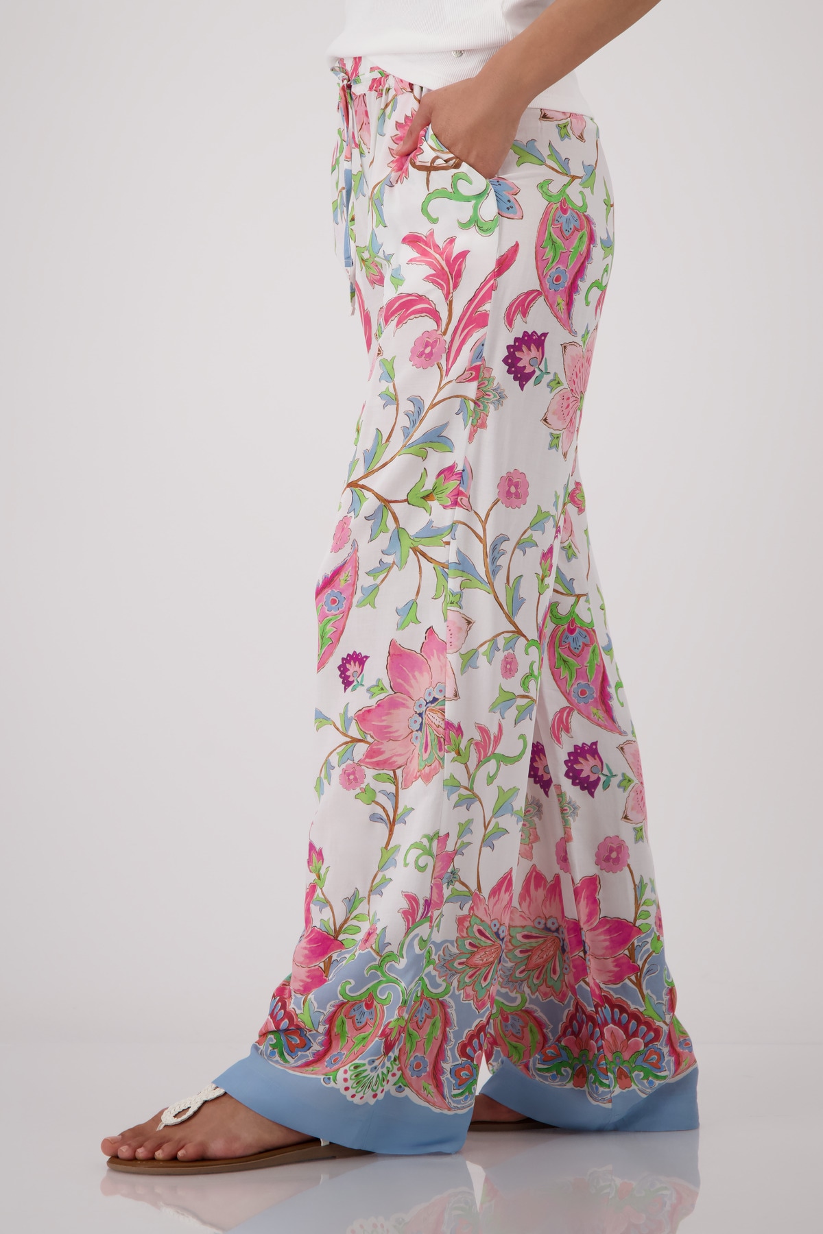 Monari Pantalon palazzo »Hose Pia reg. Blumendruck«  coupe régulière avec motif floral