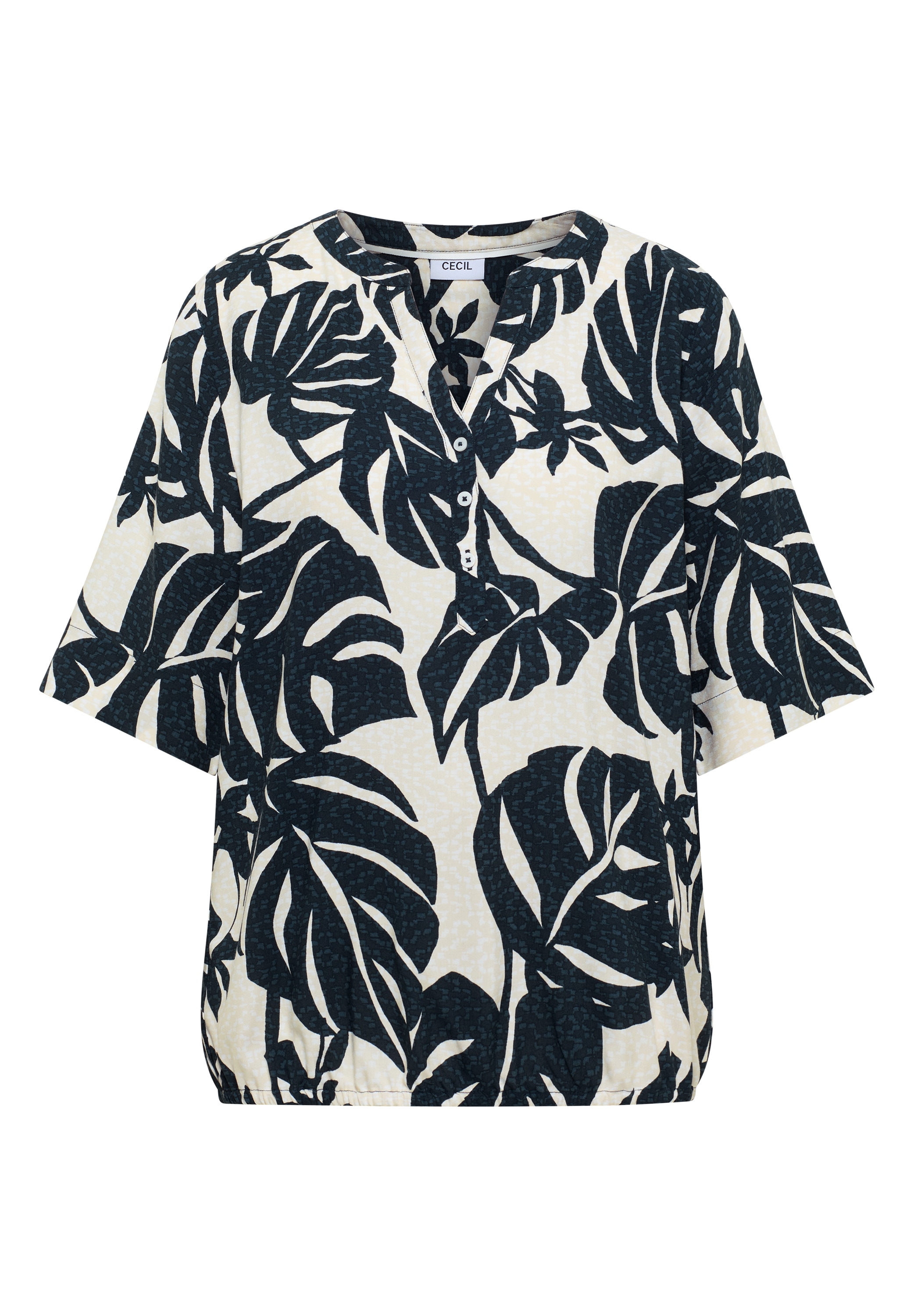 Cecil Shirtbluse Kurzarm Sommerbluse mit Split Neck