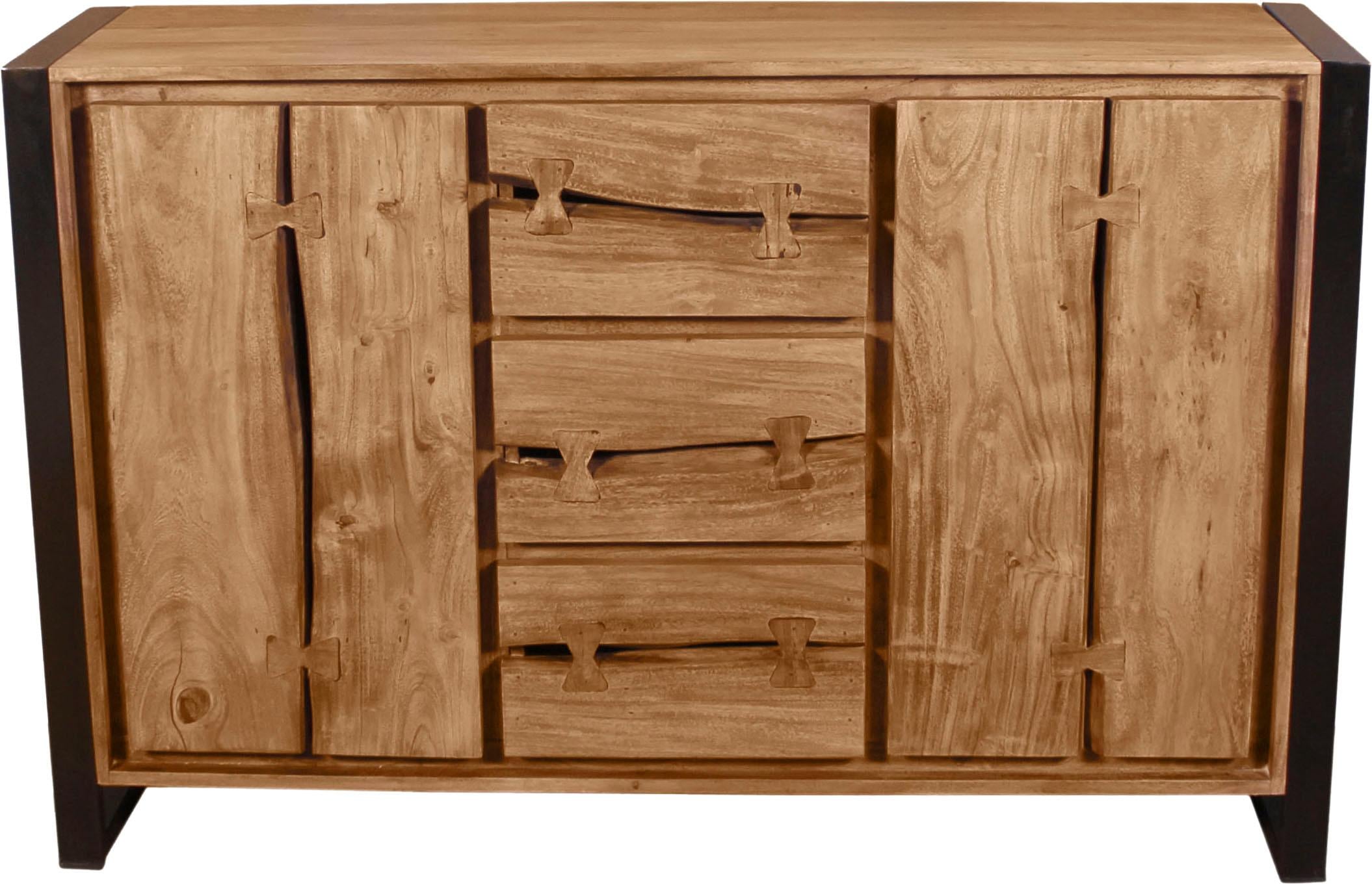 »Live in aus Edge«, in livraison zwei sans Front, SIT Breiten sur frais Akazienholz, der Baumkanten markante Sideboard de