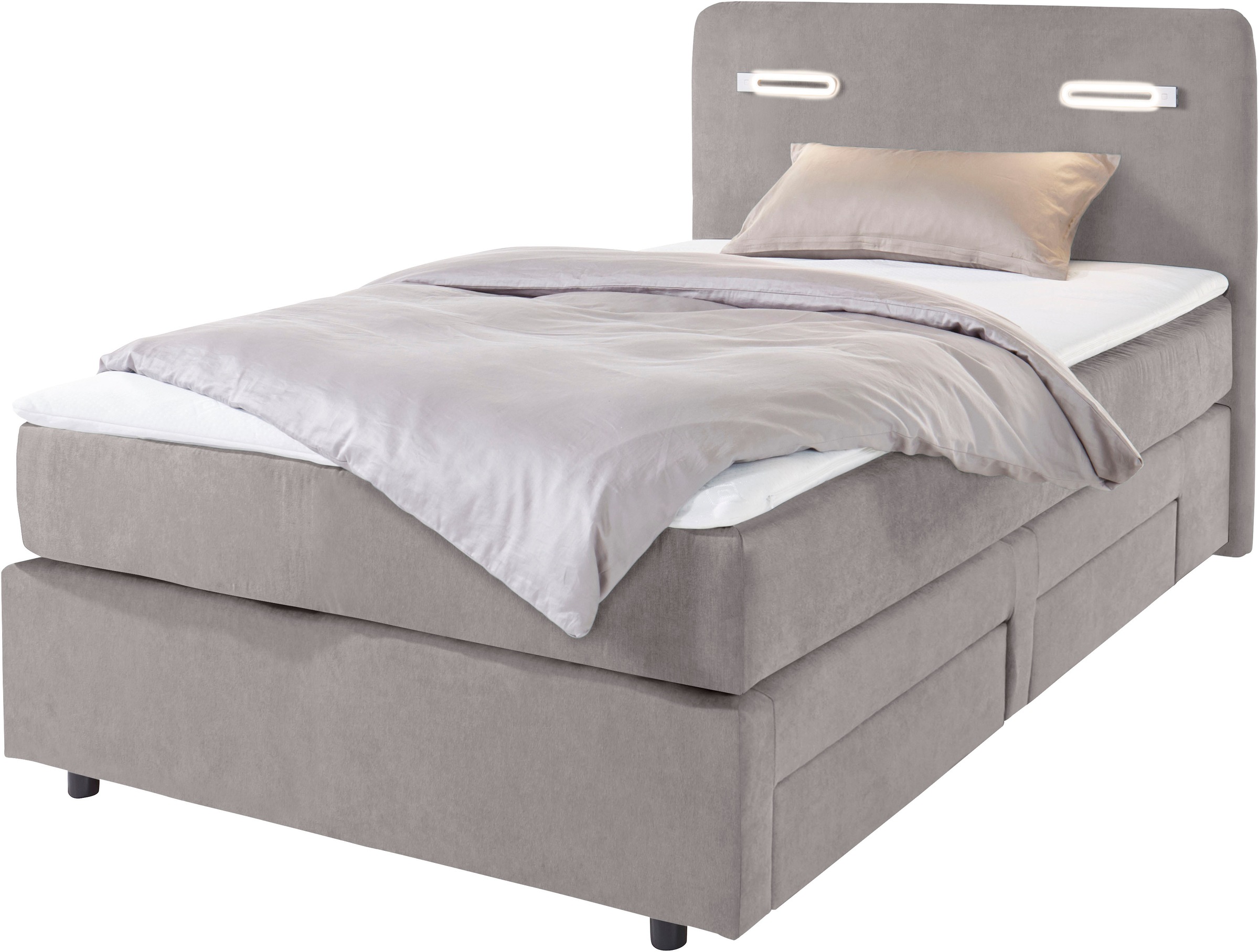 Home affaire Boxbett »Luan« Schubkästen, LED-Beleuchtung und Topper, in Breite 120 cm und 180 cm