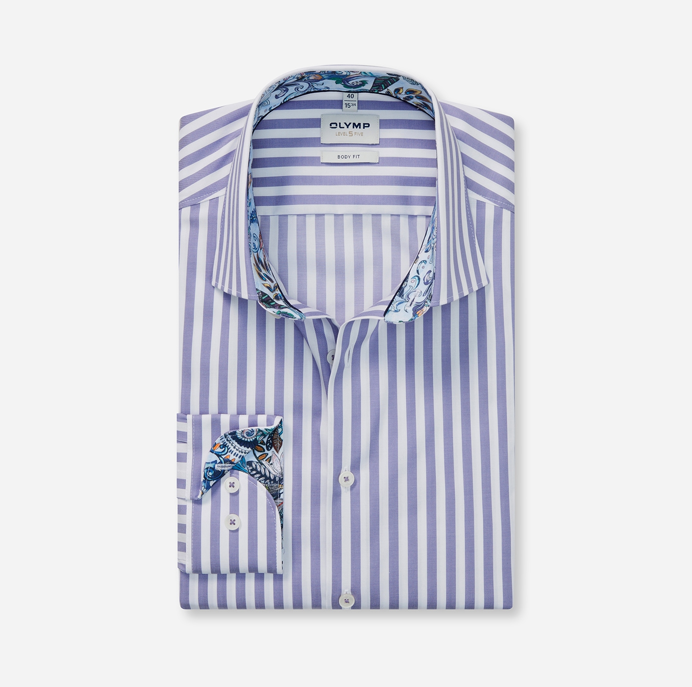 OLYMP Langarmhemd »Level 5« gestreift, body fit, New York Kentkragen, Businesshemd