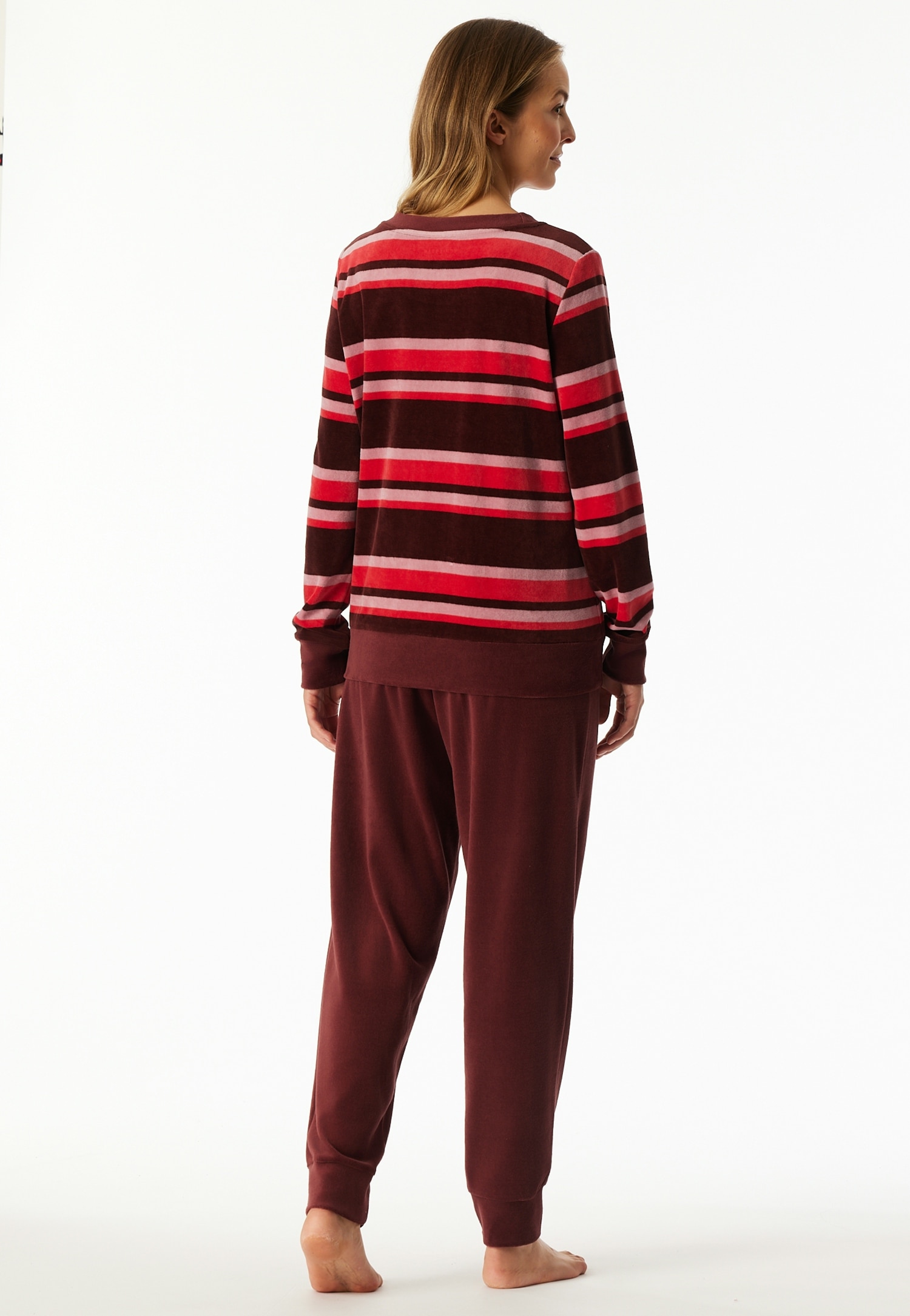 Schiesser Schlafanzug »Comfort Nightwear« Baumwollmischung, Rundhals-Ausschnitt, langärmelig, Velour-Qualität