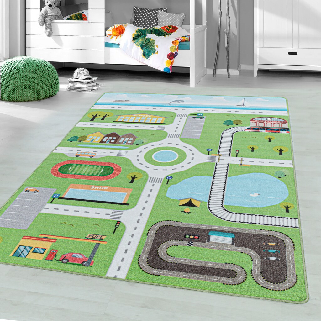 Ayyildiz Teppiche Kinderteppich »PLAY 2902«, rechteckig, robuster Kurflor, Strassen Spiel Teppich, Kinderzimmer