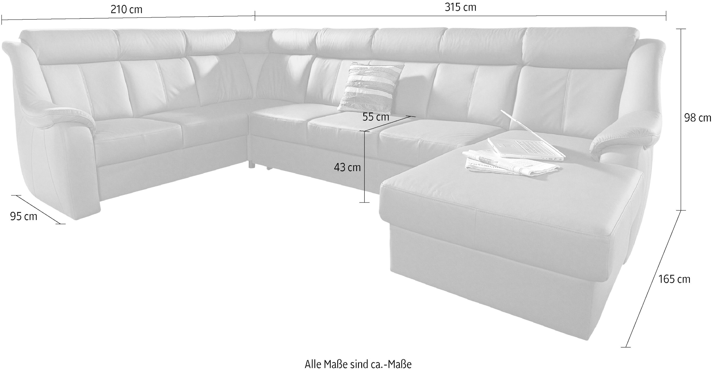 sit&more Wohnlandschaft »Basel U-Form«, wahlweise mit Relaxfunktion